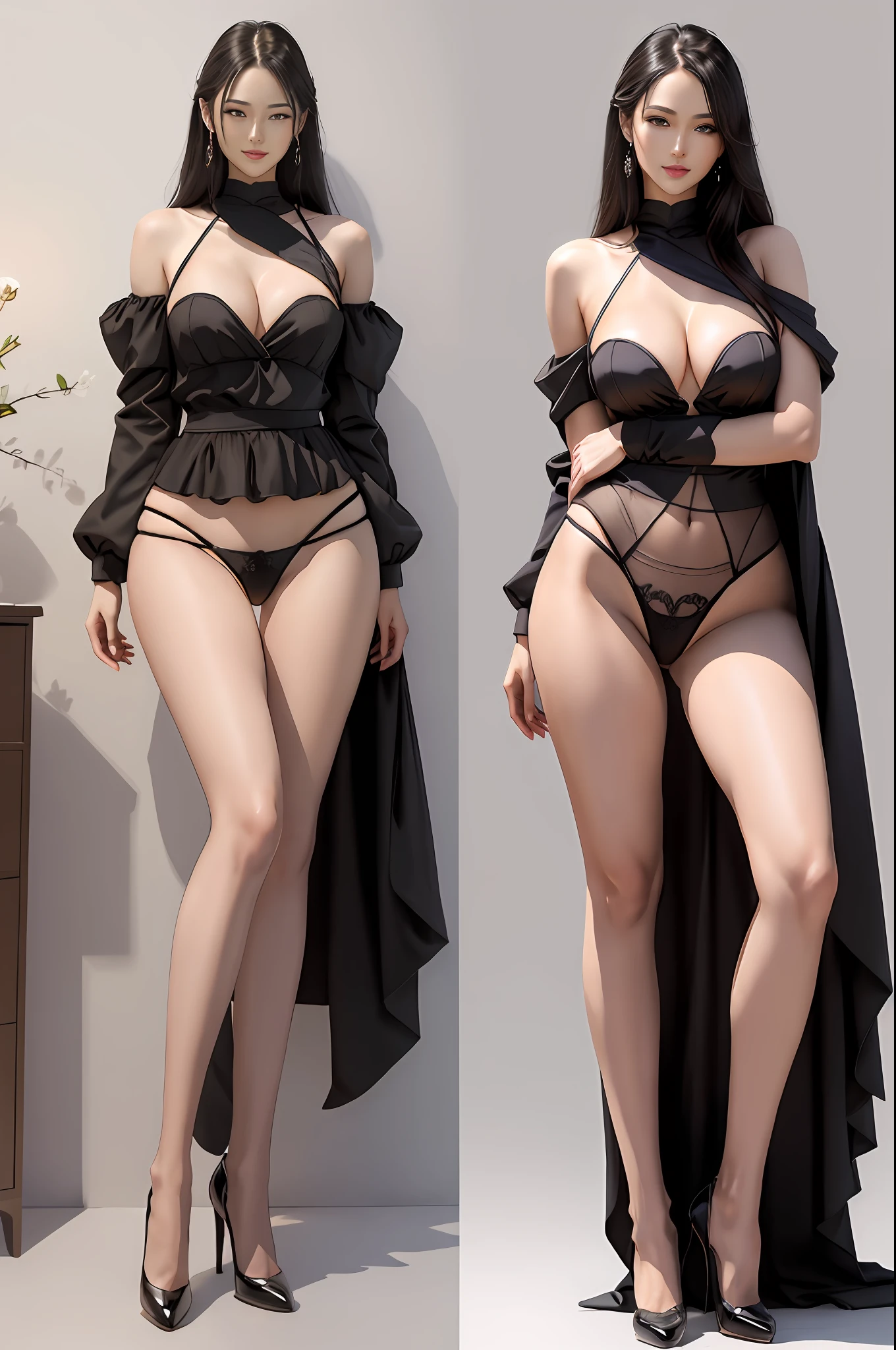 best qualtiy， tmasterpiece，Super anime art，Pisif Art， 超高分辨率， realisticlying， 1. Mature sexy woman， Large breasts，long leges，180cm tall，perfect bodies，standing full-body， ssmile，Raised sexy，Erotic，Titillating