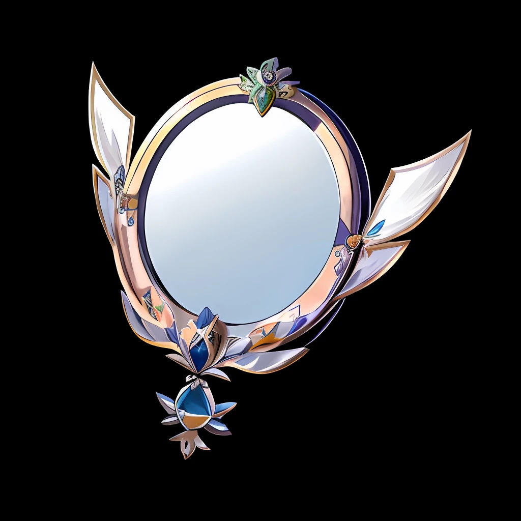 Item icons in 2D games,It is a mirror for high school students,Boys,Have a wing on it,In the style of Ilustatian design,Adavrui,In Studio Ghibli style,Use pastel colors,White,Pale yellow and light navy blue,Close-up(CU)