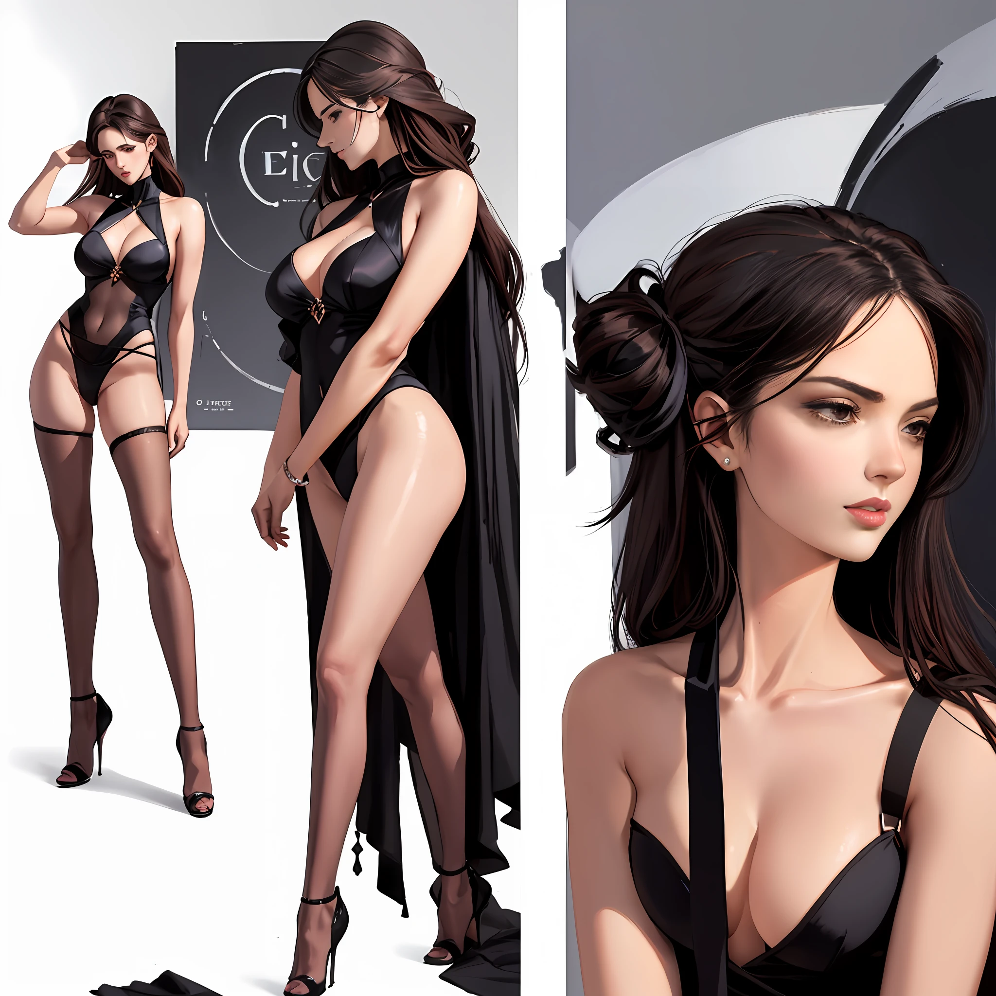 Illustration art,Whole body movement,Sexy woman in sexy clothes,Soprano Woman,Very cool facial expression,solid color backdrop,Great erotic art,painting art,Sexy art,sideface,facing away from the audience,Detailed body part details,long leges,Inspired by J.c.Ryan Decker,Epic European and American illustrations,Tall,The whole body is evenly sexy