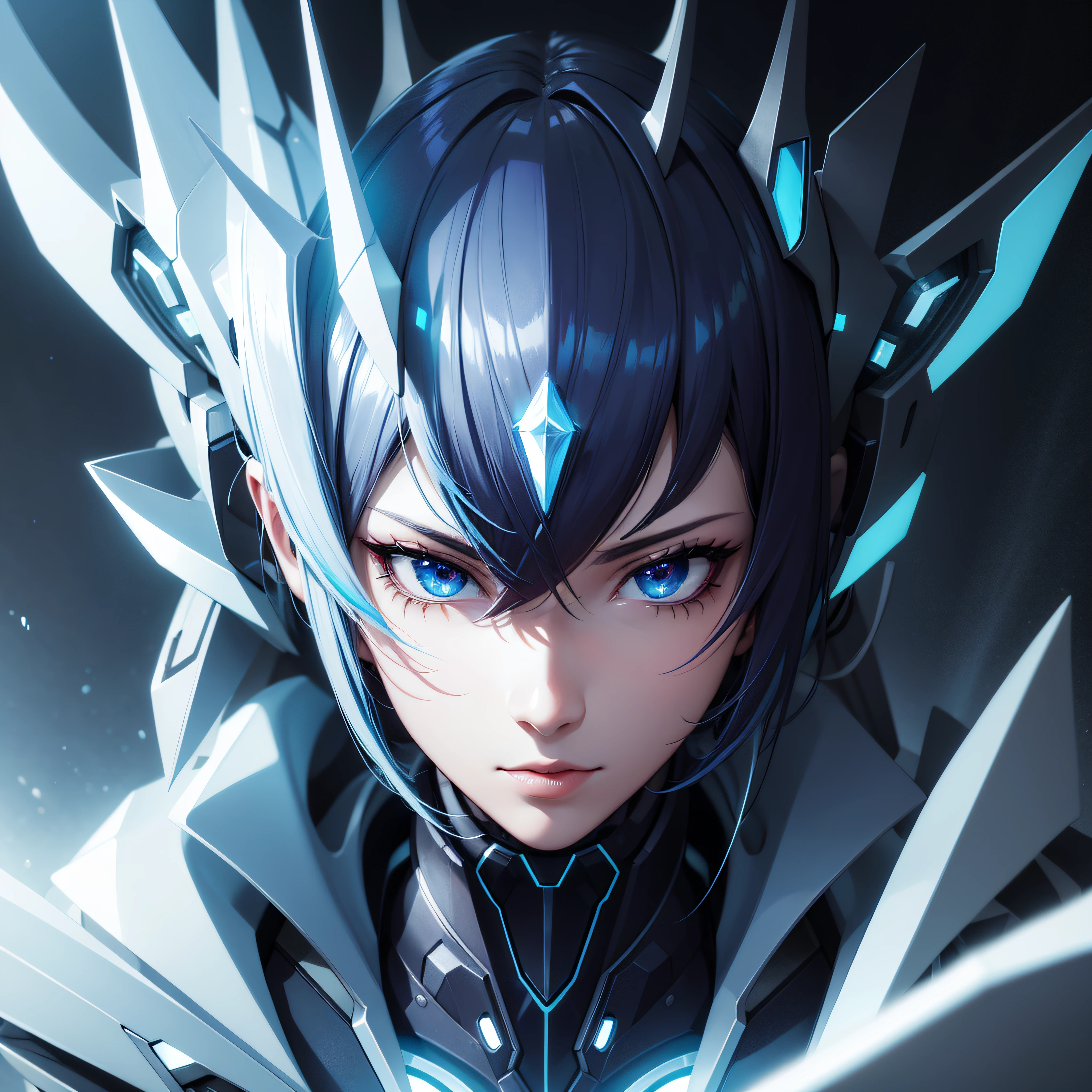Very sharp 8k closeup portrait in frame Profile picture zircon cyberpunk man Sci-Fi cute Anime Japan 2d Sharp focus 16k resolution, Hyper detailed, Hyper realistic detail