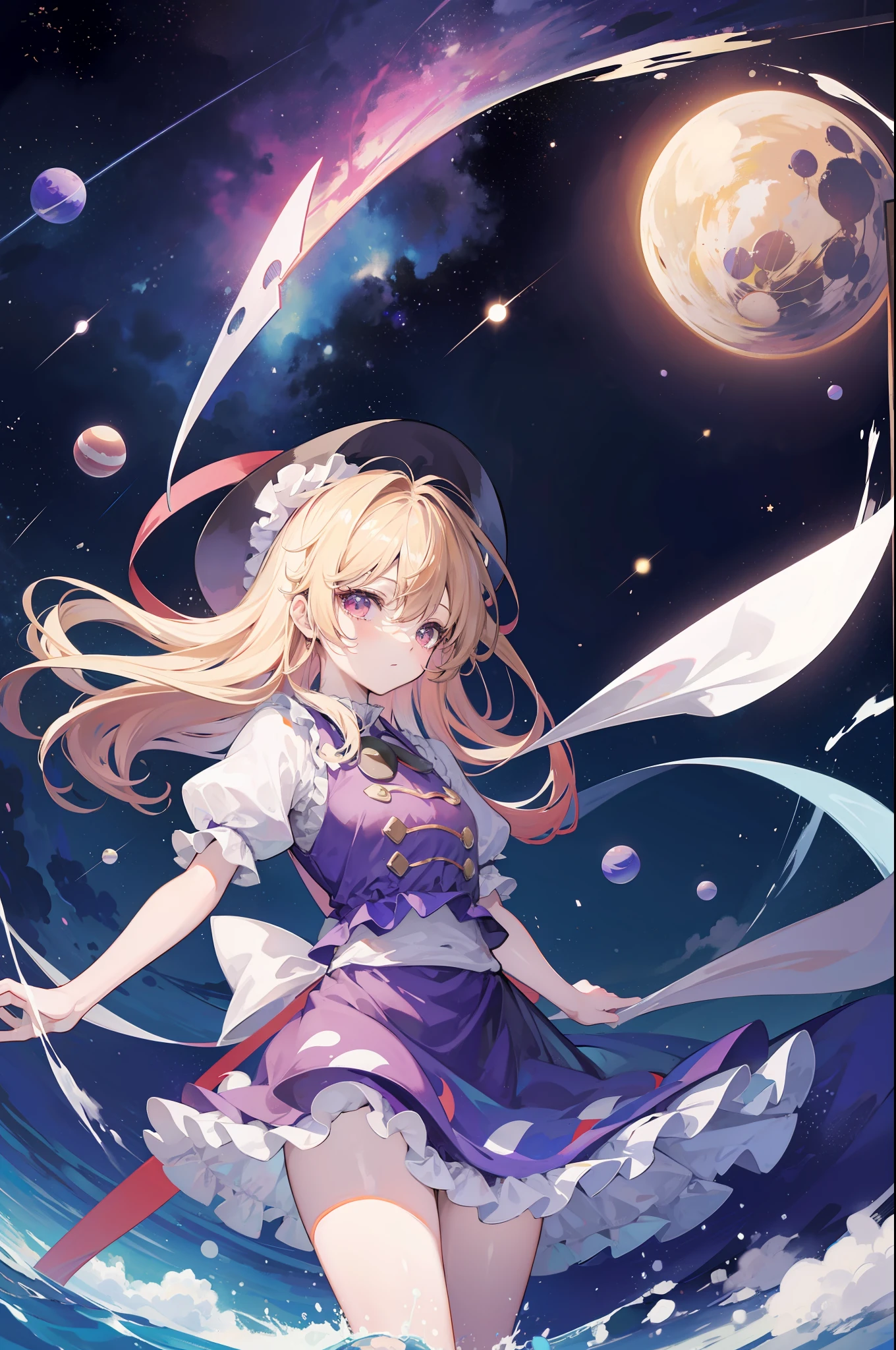 Touhou Project,Kirisame Marisa,Floating in outer space