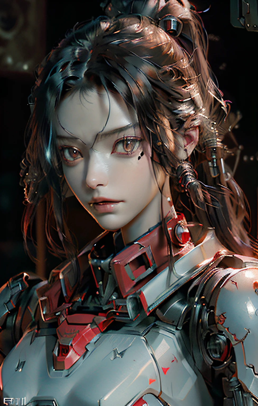 Dark_Fantasy,Cyberpunk,(chain saw,chain saw man,Red:1.1),1man,Mechanical marvel,Robotic presence,Cybernetic guardian, wearing a worn-out mech suit, intricate, (steel metal [rusty]), elegant, clear focus, shot by greg rutkowski, soft lighting, vibrant colors, masterpiece, ((street)), cowboy shot, dynamic pose,