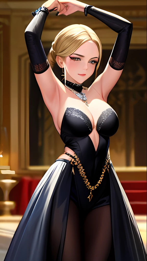 She is not tall，It's about one meter six or eight，I usually like to tie the balls that are made by the dancer，A necklace of a Swarovski black swan was worn around his neck@WE