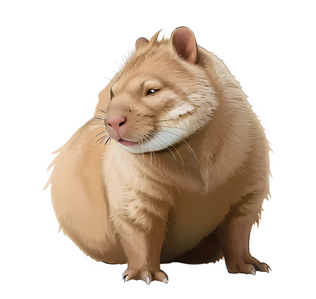Alafi sat on the ground with his eyes closed, giga chad capaybara, capybara, rodent, capybaras in tokyo, capybara pirate, beaver, yellow rat pig, photo of a hamster, on clear background, chunky, pudica pose, the photo shows a large, On a white background
