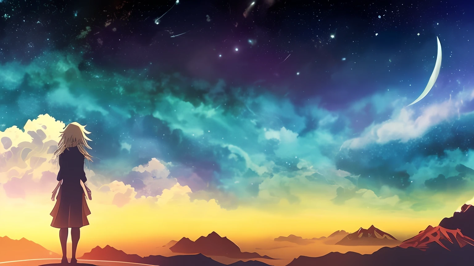 4k,the anime,Beautiful sky,the stars