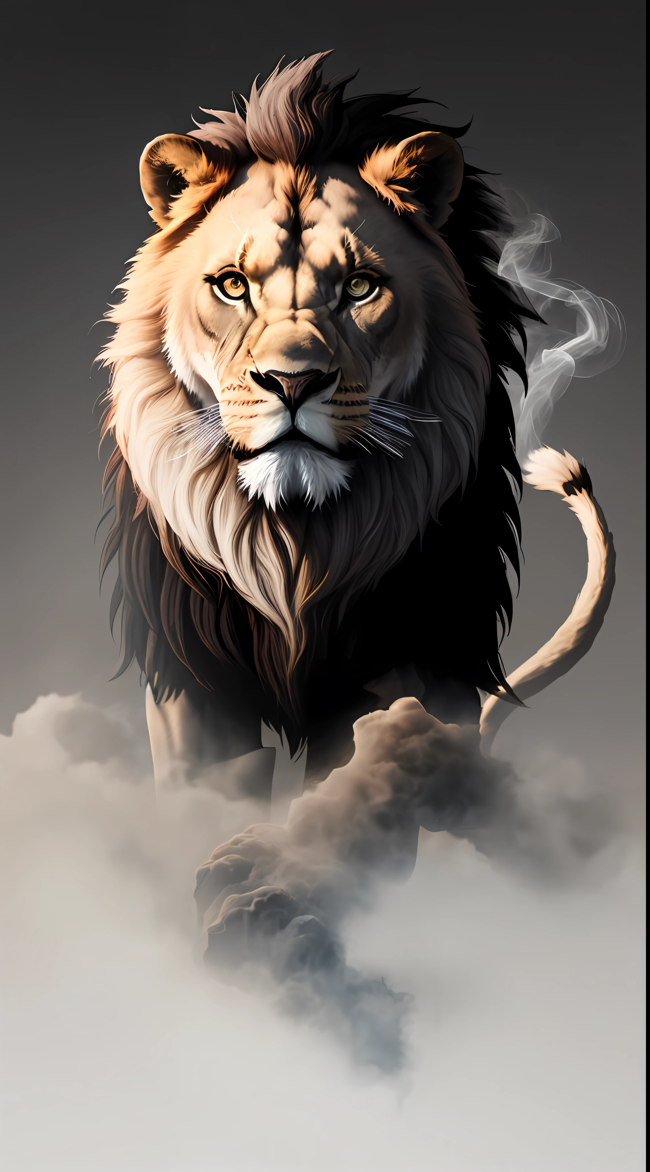 Lion Smoke Style, Best Shadow, Best Realistic HD 8k Cinematic Lighting