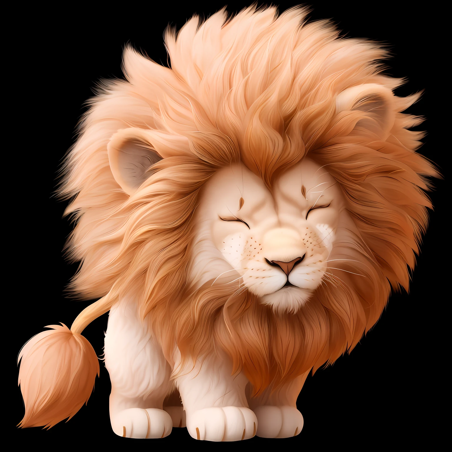 8K,Cute little lion,(((((closing her eyes)))))