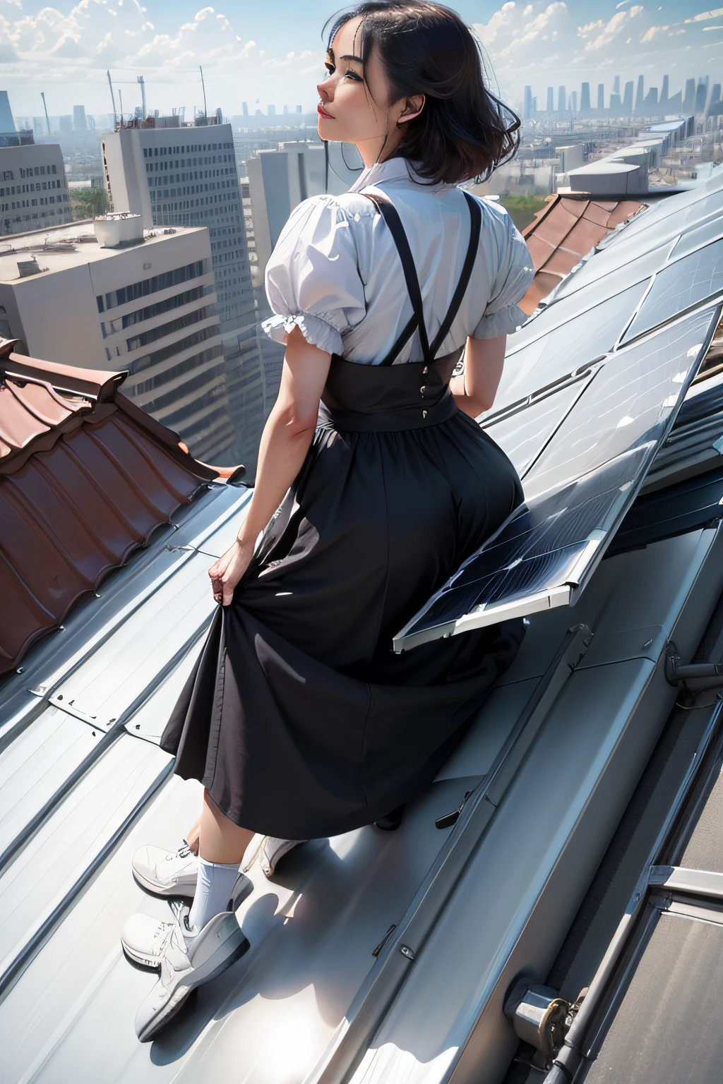 rooftop solar panels，Clean the city