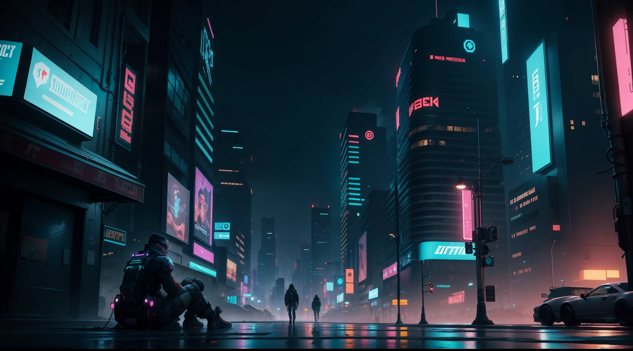 cyberpunk city street background