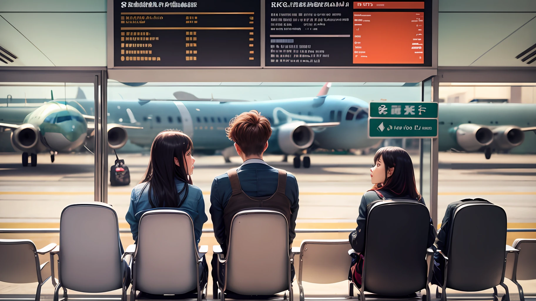 boyfriend girlfriend emotional goodbye moment in airport realistic beside plane --auto --s2