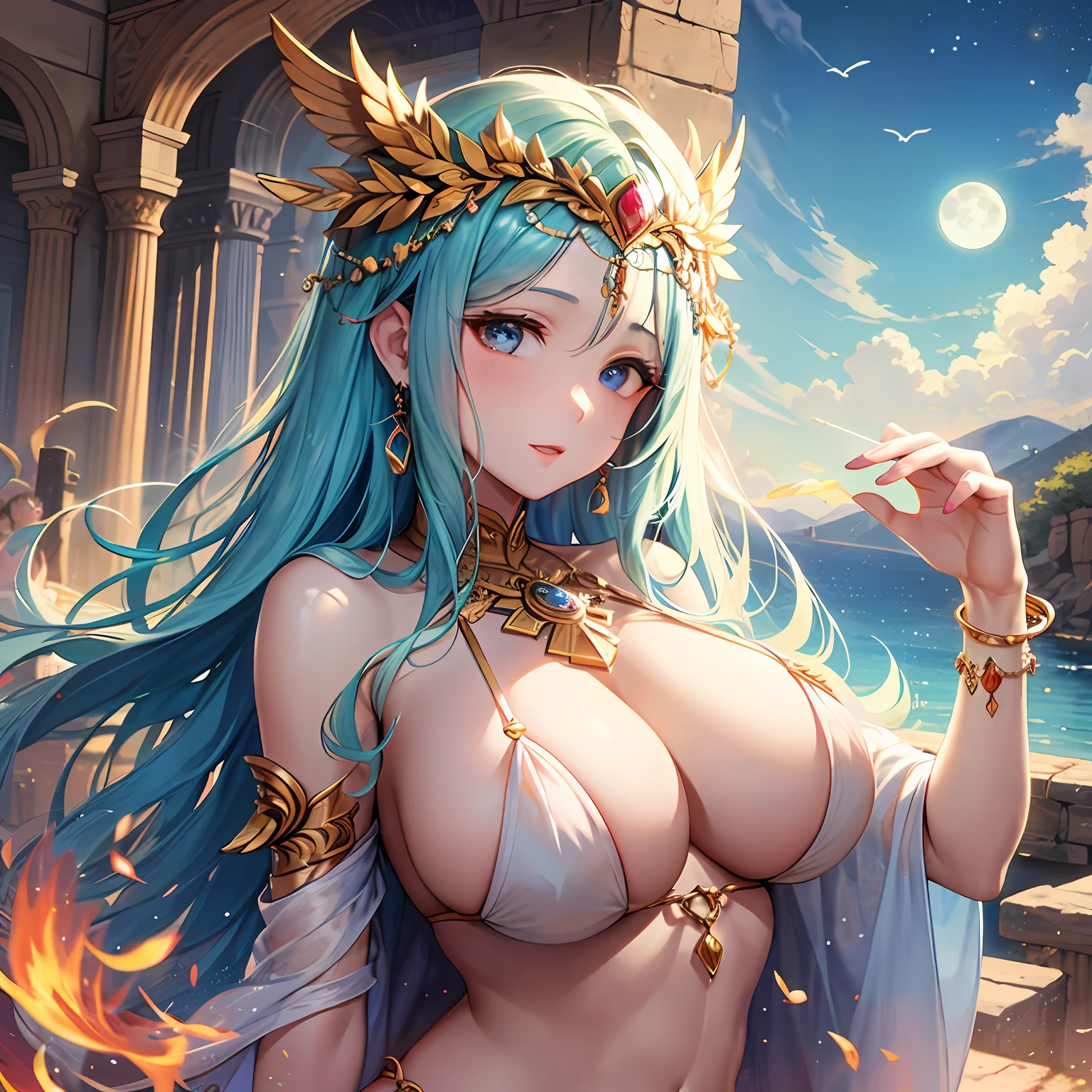 Goddess Artemis、Deusa in Greece、goddess of the moon、huge tit