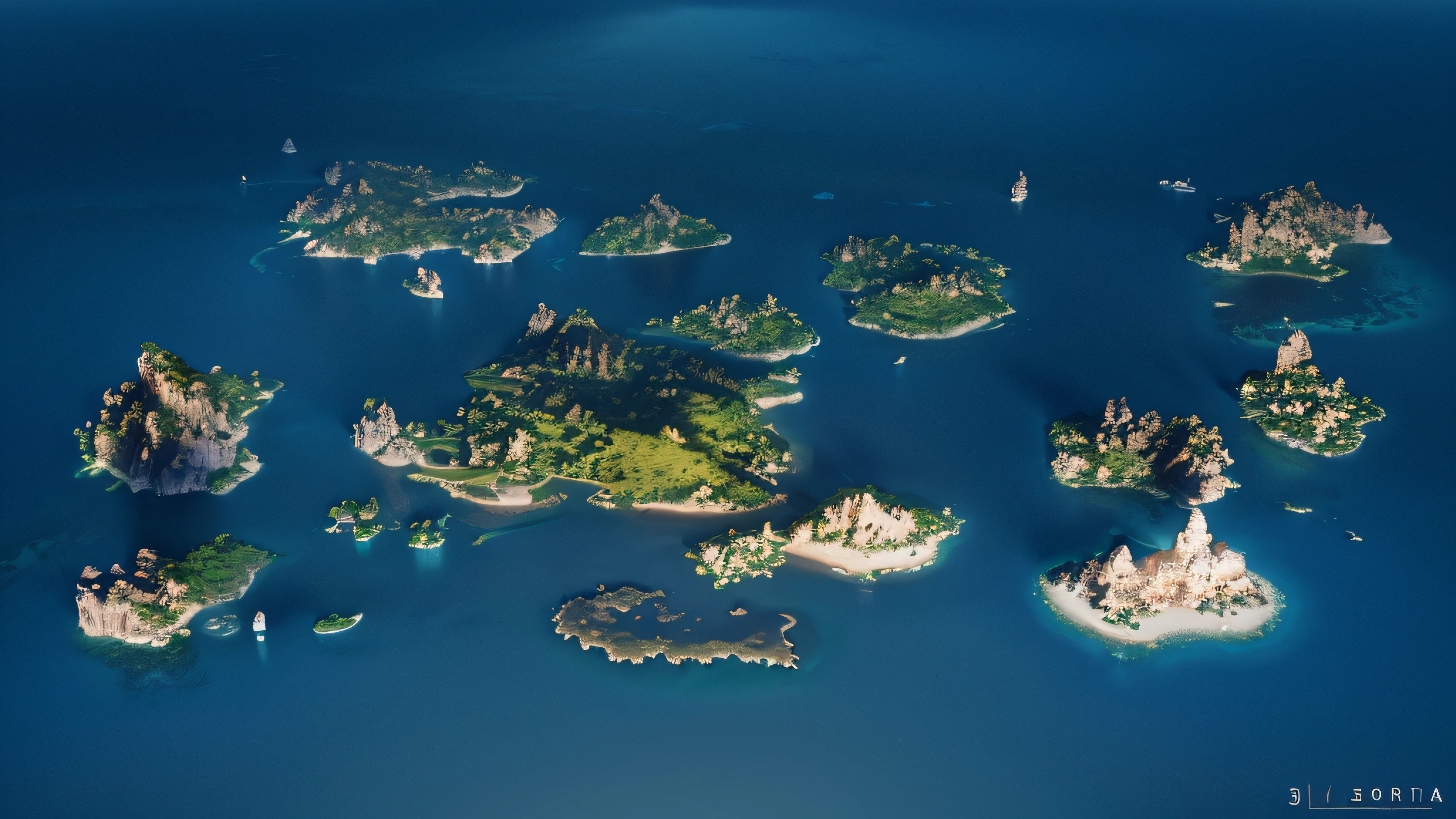 Aerial view of a tropical island,The river runs through it, epic matte painting of an island, 8 k landscape render, beautiful landscape rendering, rendered in corona, rendered in arnold, Rendered in Cinema4D, rendered in cinema 4 d, rendered in 4 k, High resolution 8K, rendered in 32k huhd, 3d rendered matte painting