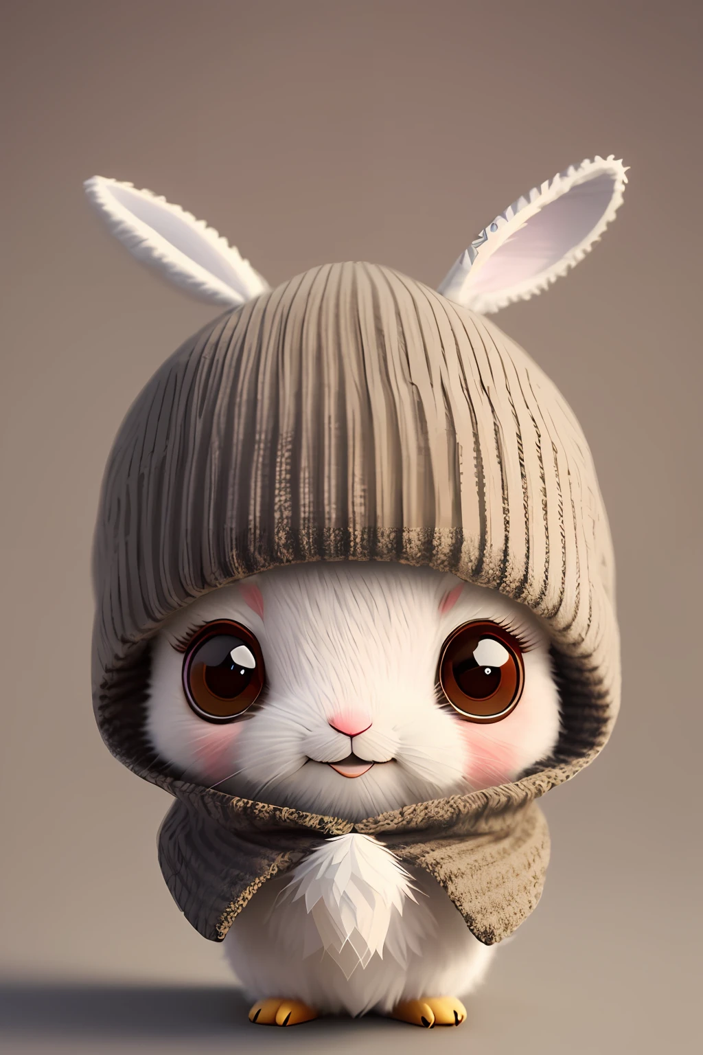 There is a white rabbit wearing a hat and scarf, cute 3 d render, lovely digital painting, cute anthropomorphic bunny, Cute detailed digital art, adorable digital art, Cute cartoon character, Cute! C4D, cute character, anthropomorphic rabbit, cute forest creature, closeup of an adorable, edgBunny_Character, adorable creature