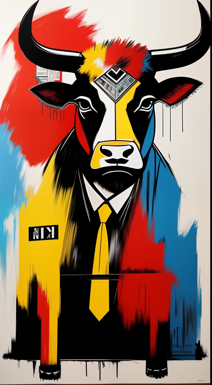 １bull、Like Basquiat's paintings、Wall Street、buliding、newyork、cache、money、an extremely devious and beautiful