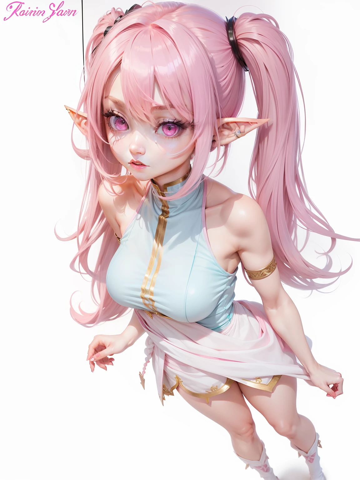 1girl,pink hair, pink Eyes, elf ears,1girl,pink hair, pink Eyes, elf ears, shy