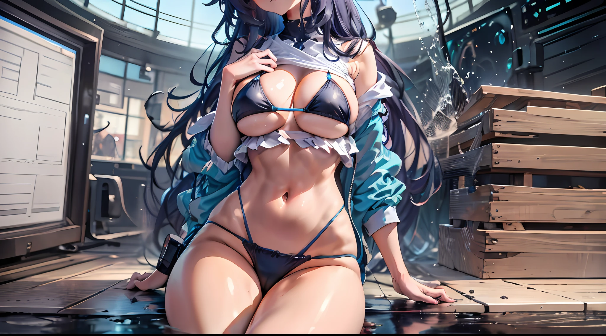 Hayase Yuka | Blue Archive, Iwhole body, (NSTDA.:1.2), (10, beste-Qualit, master-piece: 1.4), ultra-high resolution, (realistic, photorealistic: 1.48), Cute Girl 25 years old , ( Beetle Micro view -Bikini through:1.11), famous Japanese celebrities, big breasts, blue eyes, tilted head, cowboy shot, looking from the side, looking at the audience, expressionless, beautiful sea Zeiss 150mm F/ 2.8 Hasselblad, whole body, foot , ultra wide angle