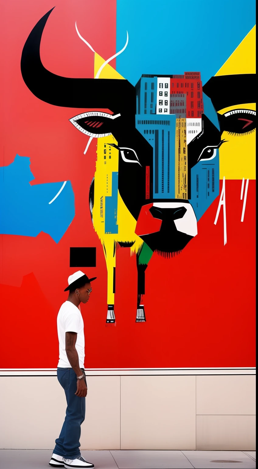 1bull、Like Basquiat's paintings、Wall Street、buliding、newyork、cache、money、an extremely devious and beautiful