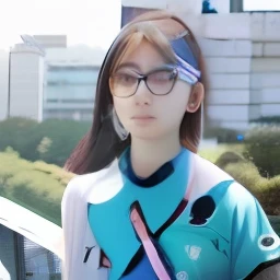 Arad woman standing on balcony wearing glasses and headphones, xintong chen, Li Zixin, wenfei ye, Yun Ling, Zhang Pengzhen, inspired by Ma Yuanyu, Wang Qichao, zeng fanzh, chengyou liu, 8k selfie photograph, Lin Qifeng, Qiu Fang, mingchen shen, zmonzheng