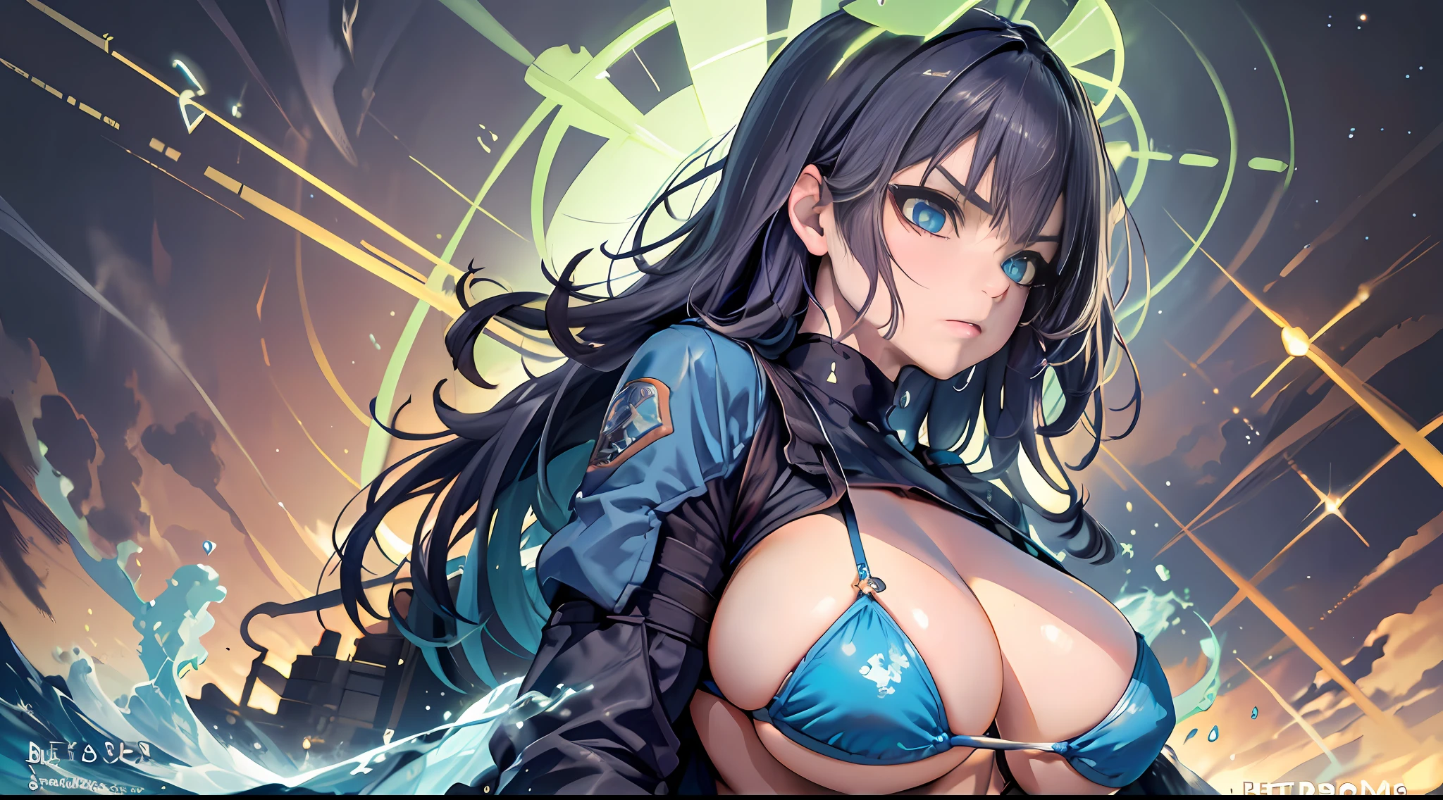 Sorai Saki | Blue Archive, Iwhole body, (NSTDA.:1.2), (10, beste-Qualit, master-piece: 1.4), ultra-high resolution, (realistic, photorealistic: 1.48), Cute Girl 25 years old , ( Beetle Micro view -Bikini through:1.11), famous Japanese celebrities, big breasts, blue eyes, tilted head, cowboy shot, looking from the side, looking at the audience, expressionless, beautiful sea Zeiss 150mm F/ 2.8 Hasselblad, whole body, foot , ultra wide angle