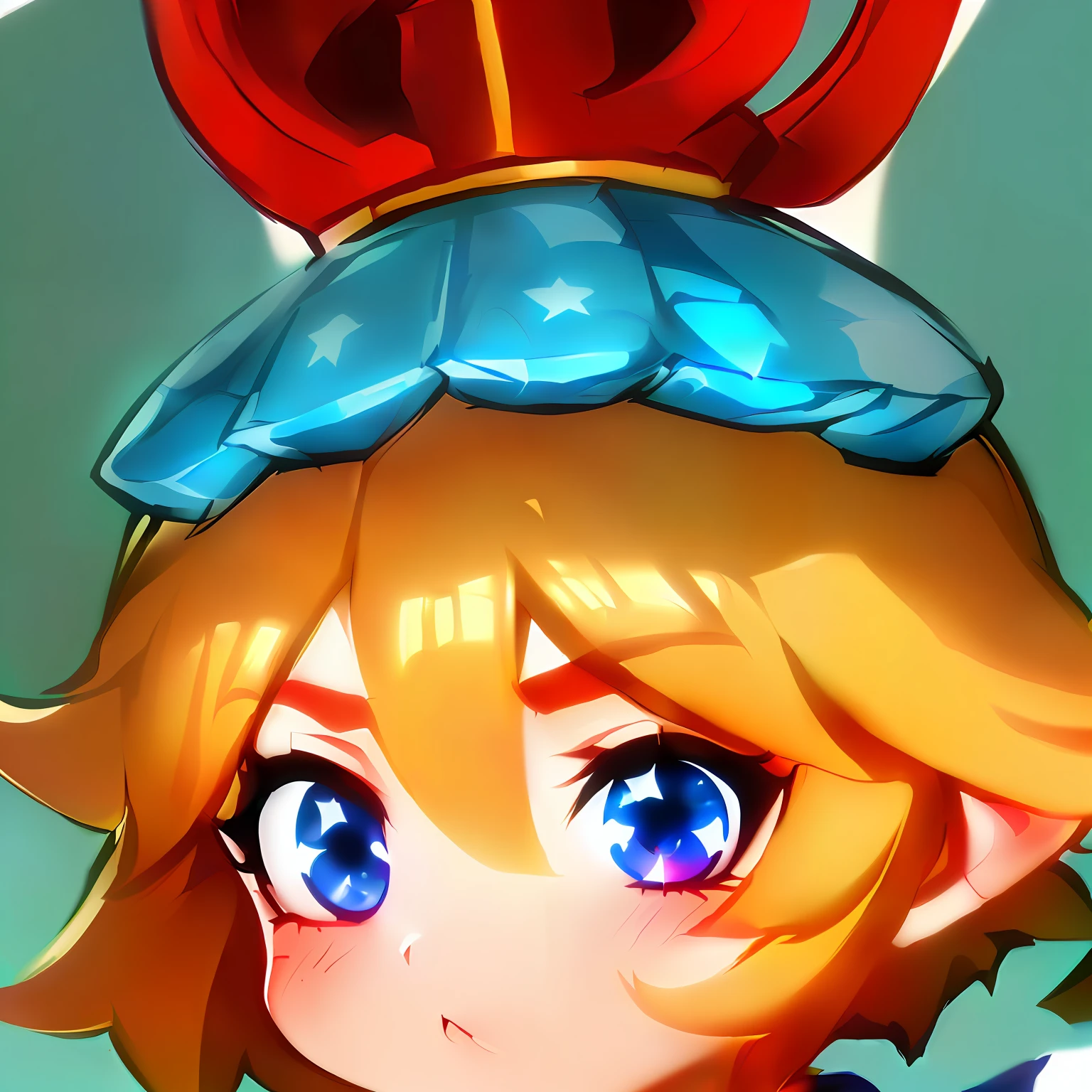 with a crown on her head，Cartoon character with stars on their heads, son goku, character art closeup, 2 d concept art head macro shot, close up character, onmyoji portrait, wakfu colors + symetry, Wukong, cute cyber gods, Close-up of people, Monkey king, character close up, humanoid monkey fantasy race