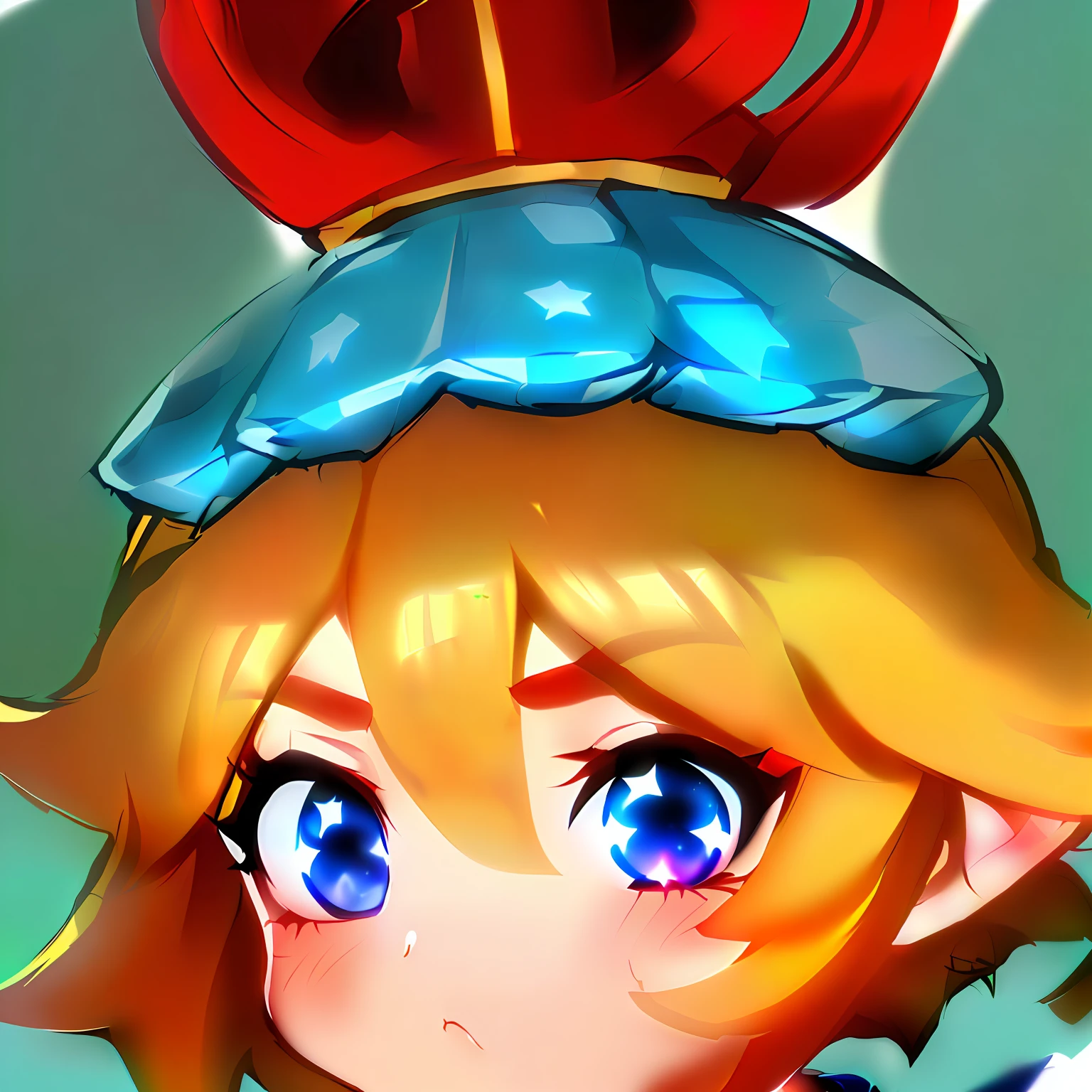 with a crown on her head,Cartoon characters with stars on their heads, Son Goku, character art closeup, 2 d concept art head macro shot, close up character, onmyoji portrait, wakfu colors + symetry, Wukong, cute cyber gods, Close-up of people, Monkey king, character close up, humanoid monkey fantasy race,Arrogant personality