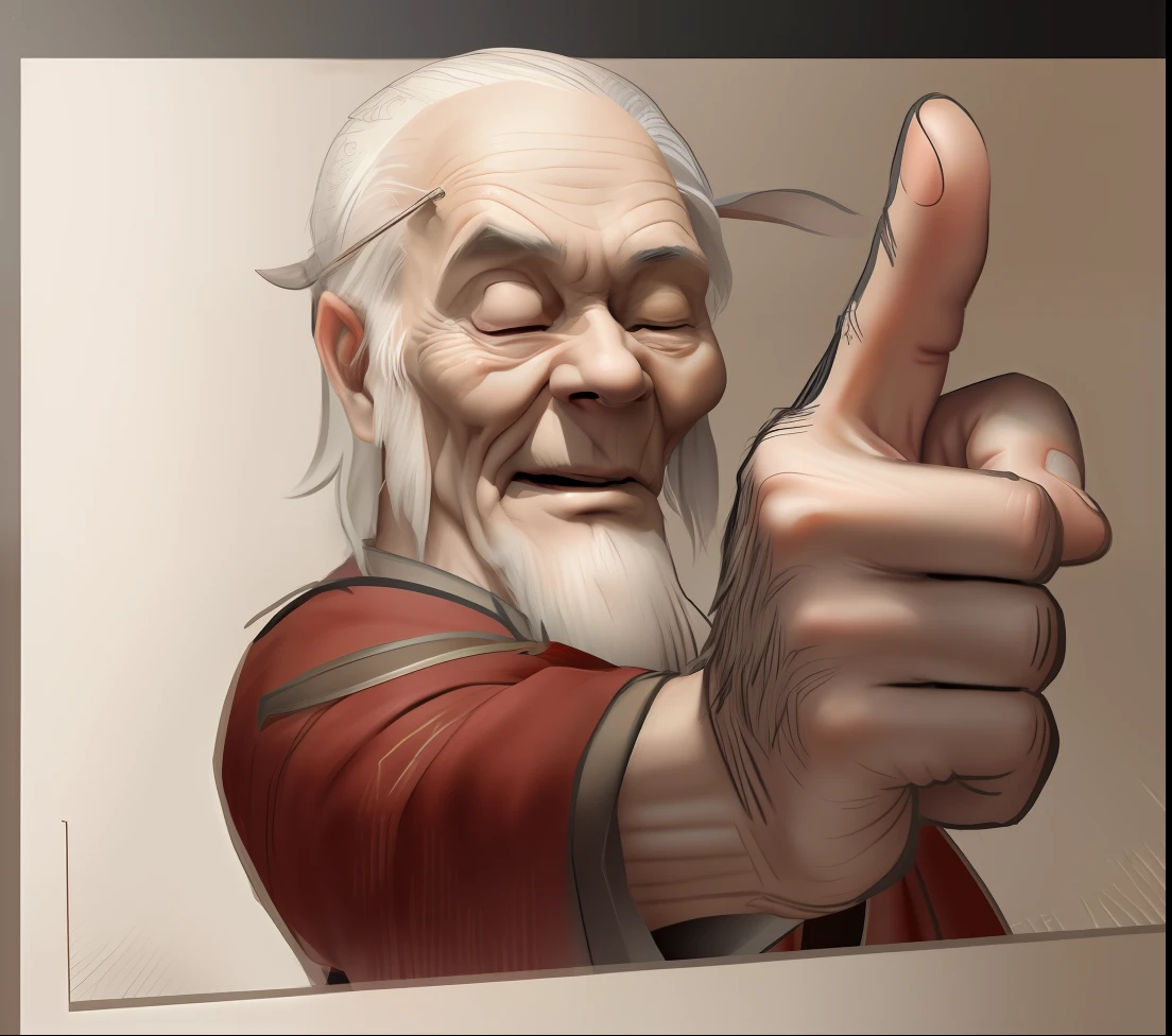 PhotoRealistic, journey, mastepiece, detailed sketch old man China, high quality, best quality, (real face), (real skin), HD, 8K, true aged skin texture, real hand and finger