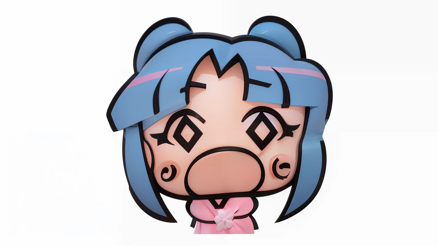 Olhos azuis, cabelos azuis, garota, 3D, cute