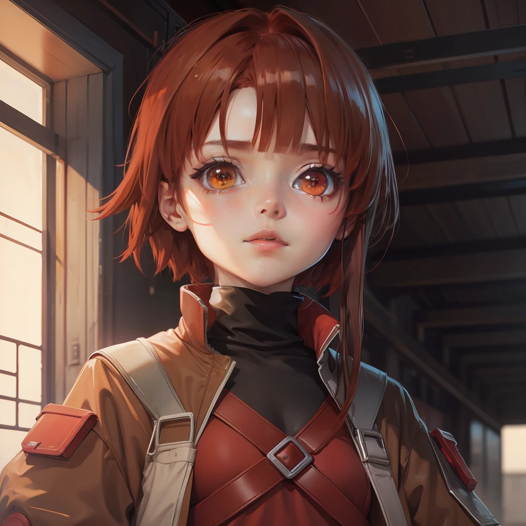 Lain, brown hair, red hair, cute, anime,