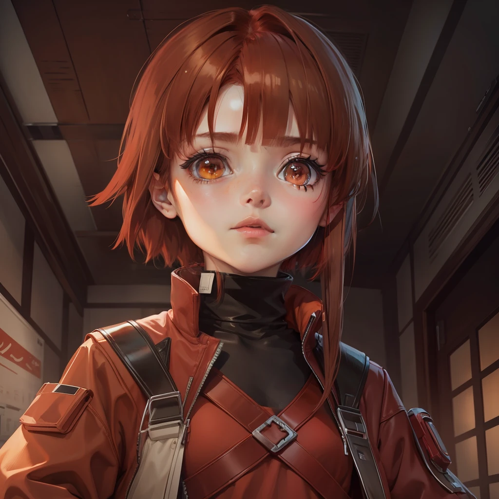 Lain, brown hair, red hair, cute, anime,