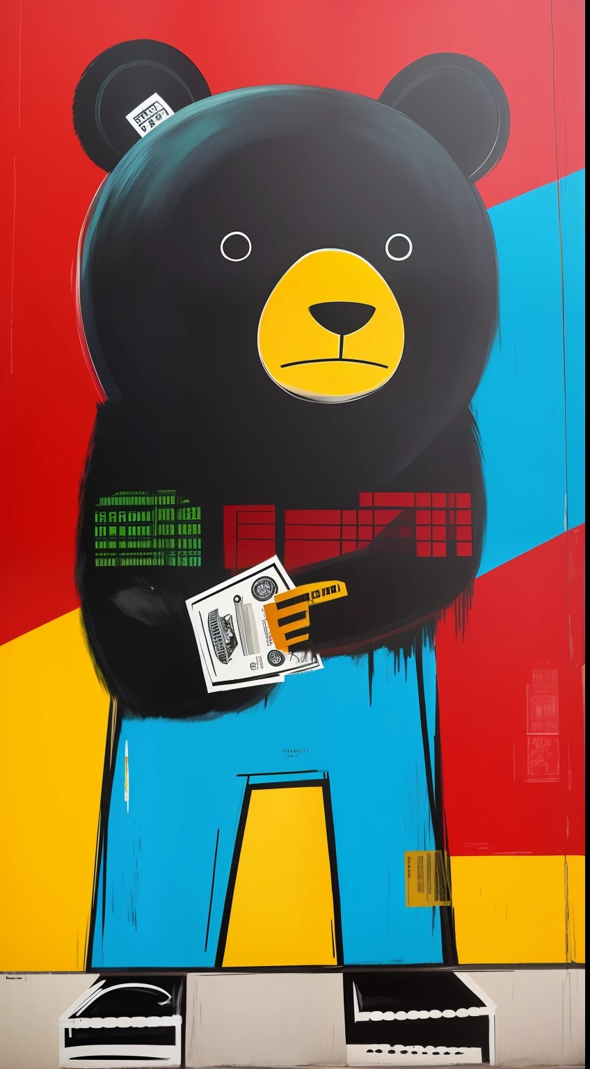 1Bear、Like Basquiat's paintings、Wall Street、buliding、newyork、cache、money、an extremely devious and beautiful