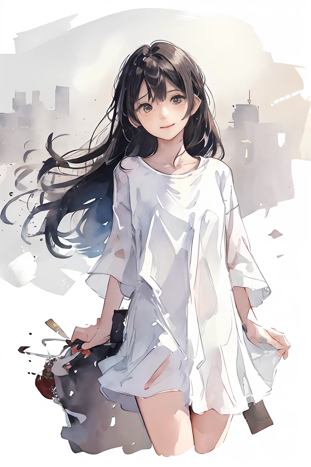 Stechu,(White background:1.8), (Peripheral White:2.0), (Periferry White:1.8), (Tachie), Original,(illustratio:1.1),(Top image quality),(masterpiece:1.1),(Ultra detailed CG unified 8k wallpaper:1.1), (colourfull:0.9),(panoramic shot:1.4),(独奏:1.2), (Ink splashes),(color splashes),((watercolor paiting)), Clear Sharp Focus,(1male people),sea the background of,plein air,boulders, looking at the viewers、make happy expressions、mustache、Soft smile、pure、beautyfull intricacy clothing decorative pattern details、A dark-haired、Black eyes、colorwater