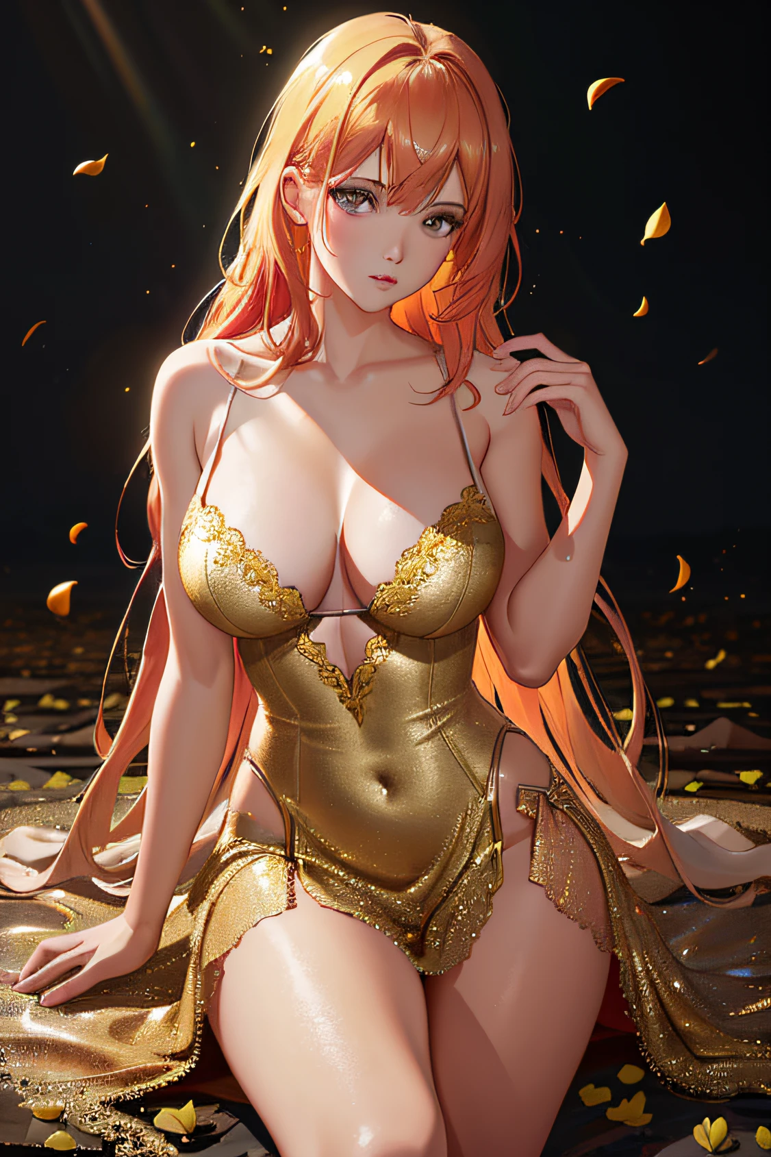 (((Sexy a girl,Wearing a gold-encrusted lace dress,Royal Sword Flight,Various petals fly,Colorful,Sit on the clouds,In the daytime,Colorful gold overflowing,Mysterious forest,dramatic lights,Golden photo,the night))),best qualtiy,超A high resolution,(真实感:1.6),A high resolution,A detailed,RAW photogr,sharp, by lee jeffries nikon d850 film stock photograph 4 kodak portra 400 camera f1.6 lens rich colors hyper realistic lifelike texture dramatic lighting unrealengine trending on artstation cinestill 800,, photorealistic, photore, tmasterpiece, realistic, realism, photorealism, high contrast, Digital art trend on photorealistic Artstation 8k HD high definition