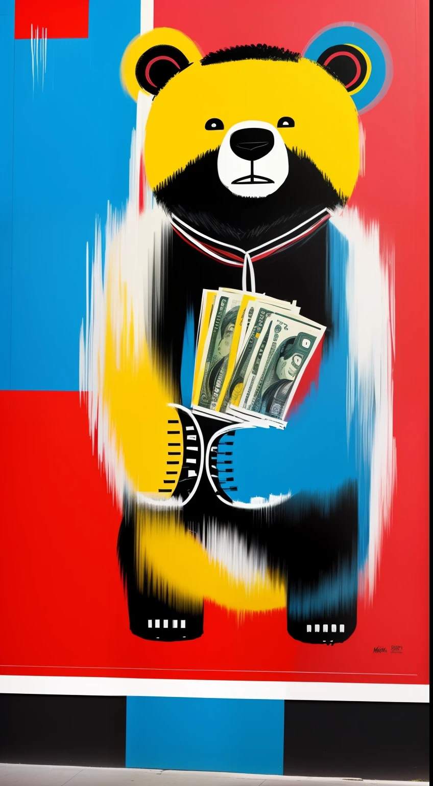 １Bear、Like Basquiat's paintings、Wall Street、buliding、newyork、cache、money、an extremely devious and beautiful