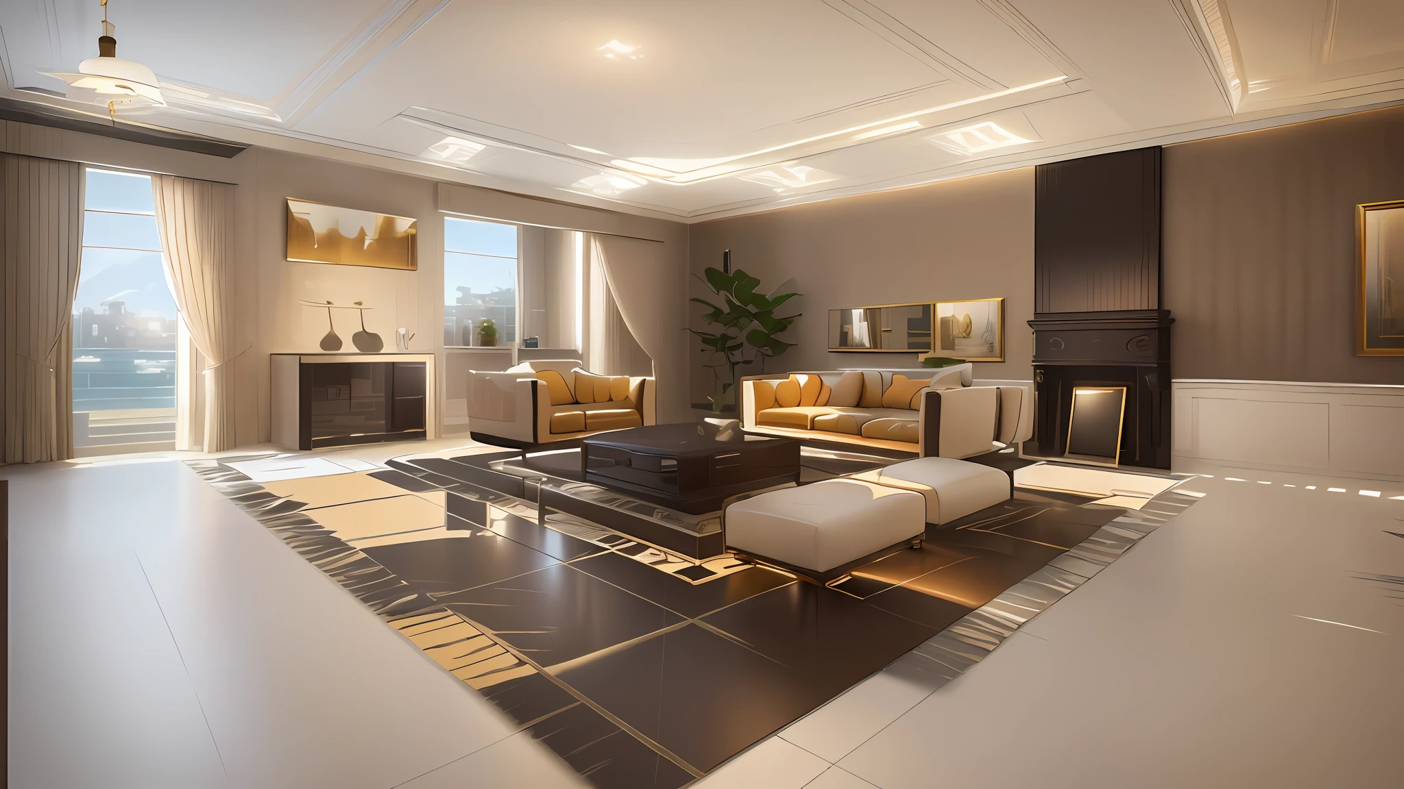 Aalfede diagram in living room with sofa, coffee table, and a tv, interior background art, interior living room, interior design background, Exquisite rendering, Commercial illustration, high quality colorful sketch, living room interior design, Concept illustration, Living room, indoor background, living room interior, luxurious environment, Warm living room, Detailed 4K concept art