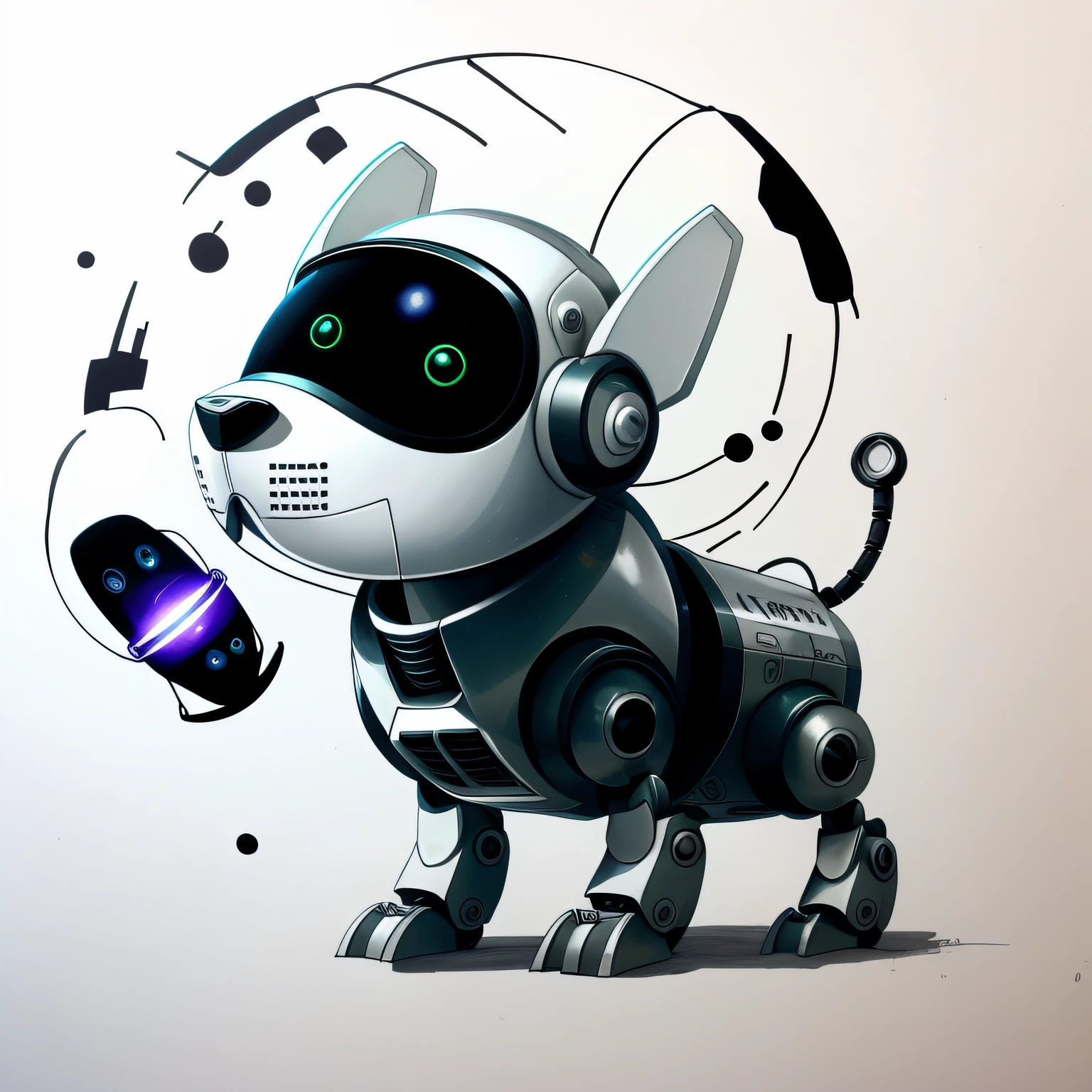 Black and white drawing of dog in helmet, Robot dog, Cyborg dogs, Robot dog, industrial mechanical robot dogs, robot animal, Cute robot, Dachshund robot, destroyed robot dogs remains, medical mecha canine, cute elaborate epic robot, mecha animal, anthropomorphic dog, robotic cat, Steampunk dog, dog in a space suite