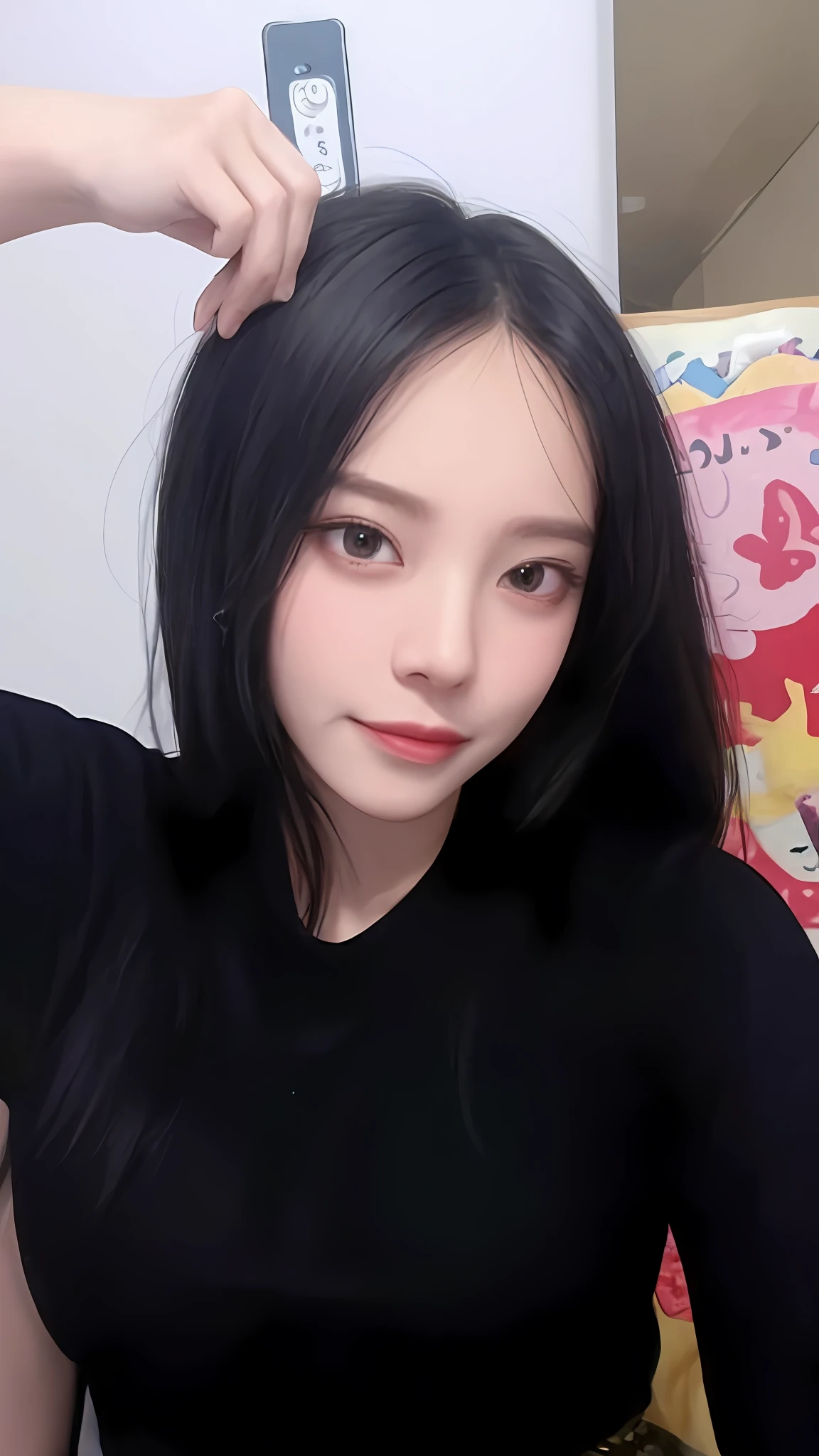Realistic, 8k, 1girl, long white black ponytail hair, Chinese, heterochromic eyes, moles under the eyes, thick eyebrows, bikini, white panties, tuned abs, thighs, in bed