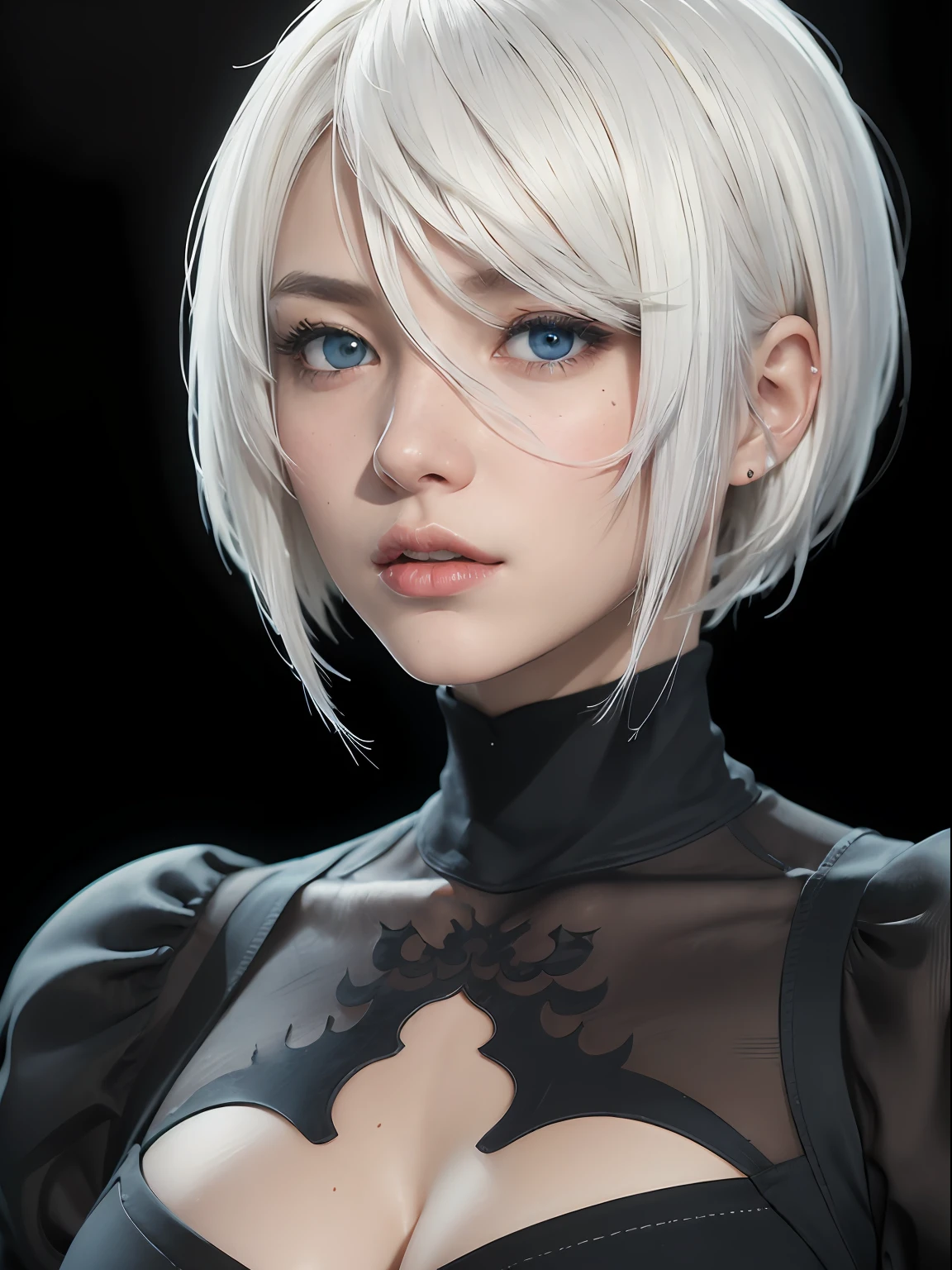 (masterpiece, best quality:1.4), (metallurgical complex), (standing:1.5), (full body), (from front), (1girl), katana in her hand, solo, (european youth:1), 1girl, yorha no. 2 type b, (white-hair:1.5), (blue iris), (blue eyes), hyperrealistic, high detailed skin, dslr, soft lighting, high quality, highly detailed face, highly detailed skin, skin pores, subsurface scattering, realistic pupils, medium breast, full face blush, full lips, detailed background, depth of field, volumetric lighting, sharp focus, absurdres, realistic proportions, good anatomy, (realistic, hyperrealistic:1.4), 16k hdr,