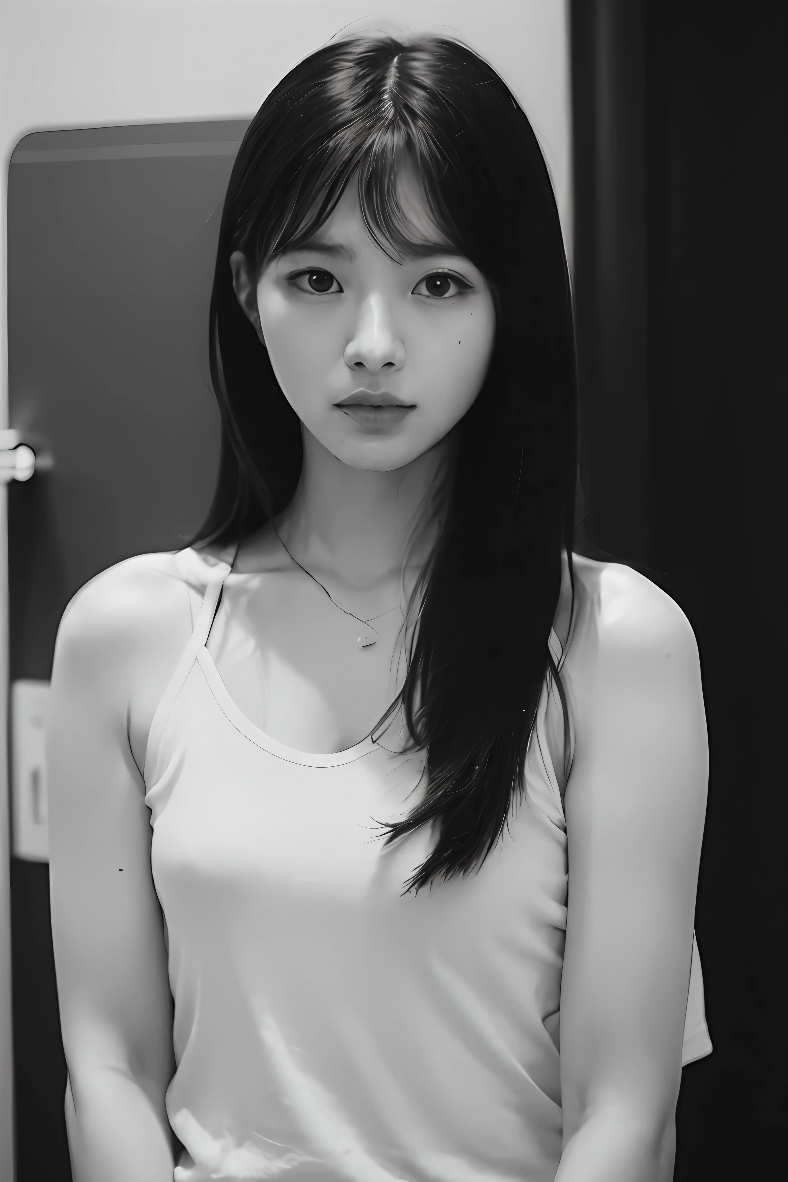 Photo of a Beautiful Korean kpop idol Woman, Summer, Lustful, film grain, Ilford HP5, 80mm