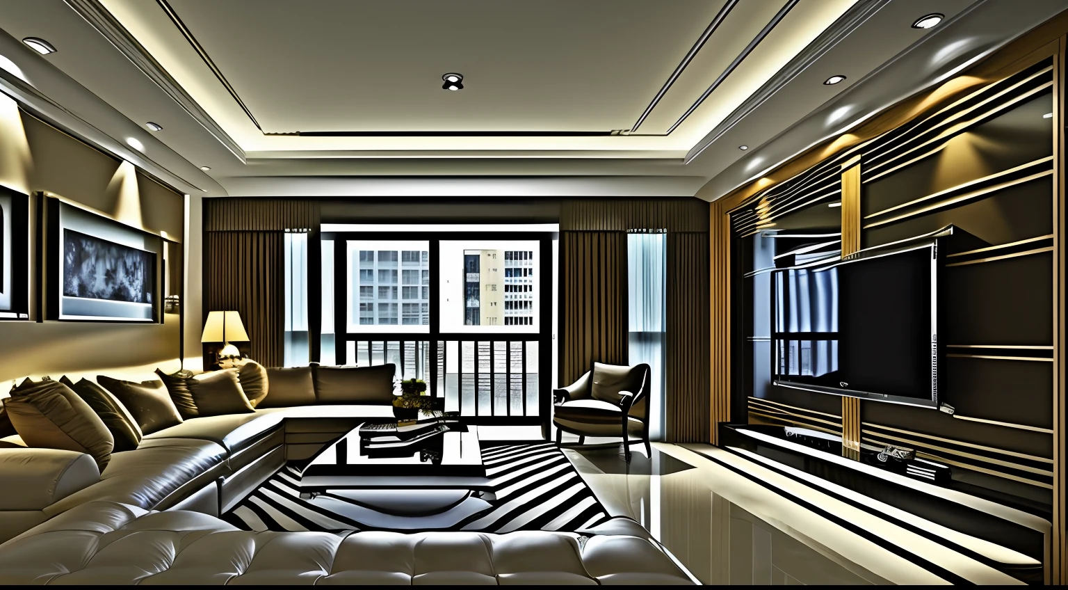 Ultra modern luxury living room scene,Rectangular glass coffee table,Off-white leather sofa,One of the walls has a huge painting by Van Gogh,gentlesoftlighting,Moonlight shone through the windows,A lazy kitten,(tmasterpiece),(Best picture quality),(Very detailed and uniform picture),(8k wallpaper),(Master drawing level),(Ray traching),(light and shadow effect),Obvious image hierarchy,realisticlying,RAY