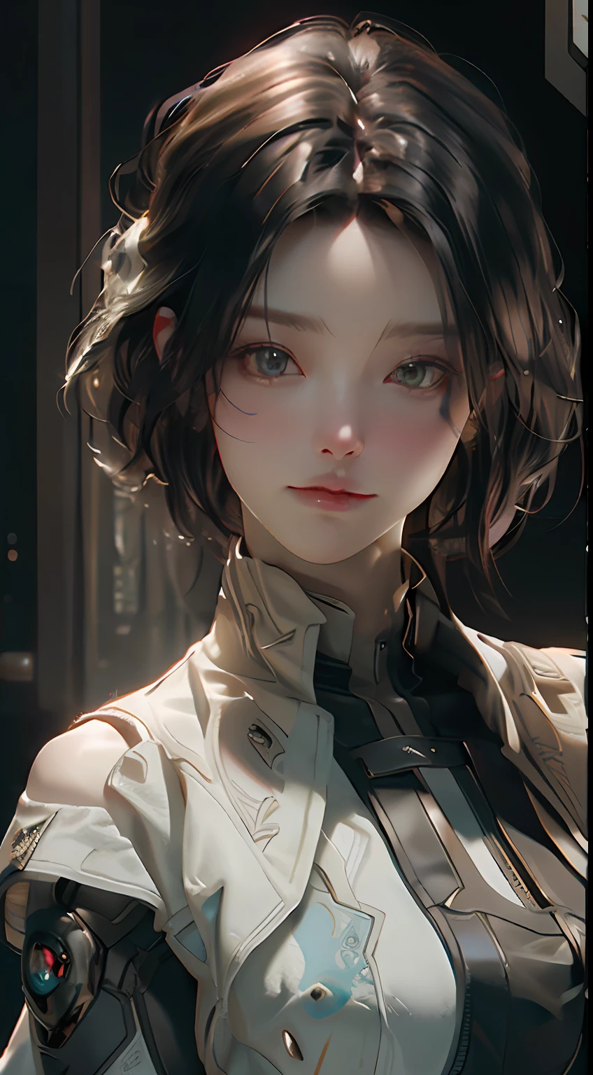 ((Best quality)), ((masterpiece)), (detailed:1.4), 3D, an image of a beautiful cyberpunk female,HDR (High Dynamic Range),Ray Tracing,NVIDIA RTX,Super-Resolution,Unreal 5,Subsurface scattering,PBR Texturing,Post-processing,Anisotropic Filtering,Depth-of-field,Maximum clarity and sharpness,Multi-layered textures,Albedo and Specular maps,Surface shading,Accurate simulation of light-material interaction,Perfect proportions,Octane Render,Two-tone lighting,Wide aperture,Low ISO,White balance,Rule of thirds,8K RAW,