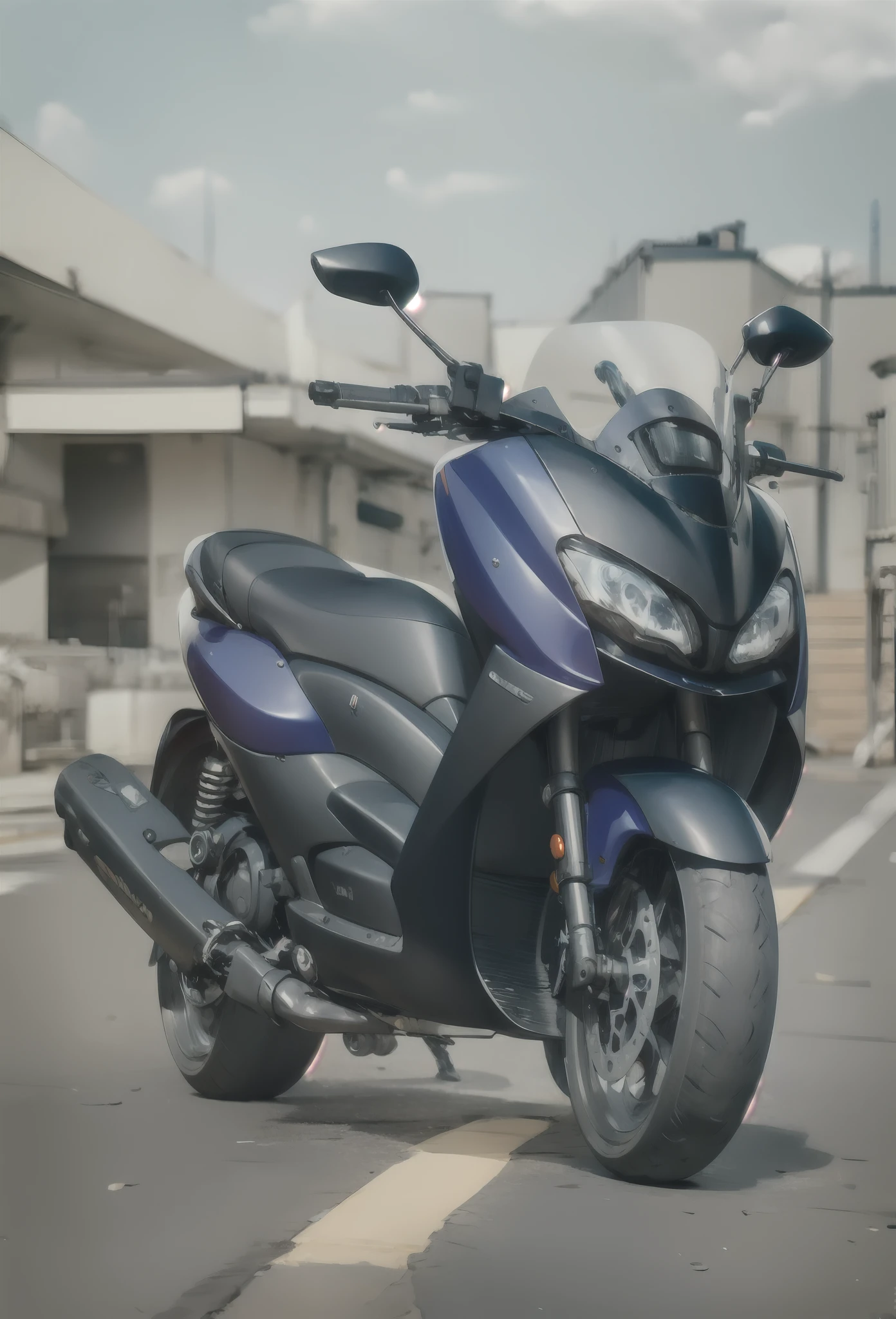 cyber punk style, Best quality, Large displacement futuristic style、Mecha scooter