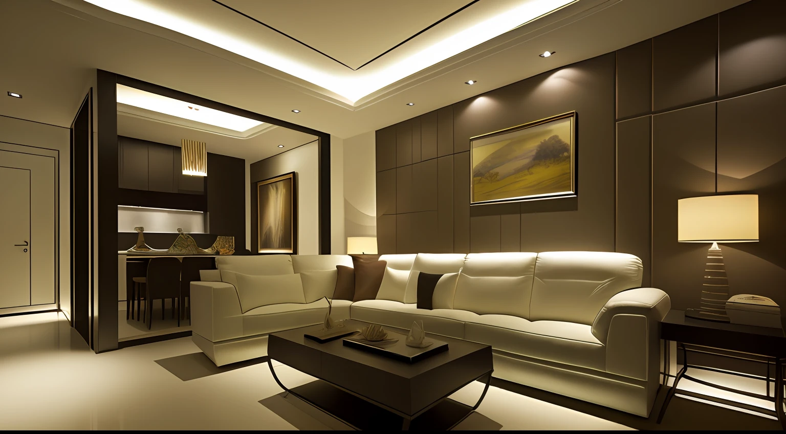 Ultra-modern luxury living room,Rectangular glass coffee table,Off-white leather sofa,One of the walls has a huge painting by Van Gogh,gentlesoftlighting,Moonlight shone through the windows,A lazy kitten,(tmasterpiece),(Best picture quality),(Very detailed and uniform picture),(8k wallpaper),(Master drawing level),(Ray traching),(light and shadow effect),Obvious image hierarchy,realisticlying,Ray
