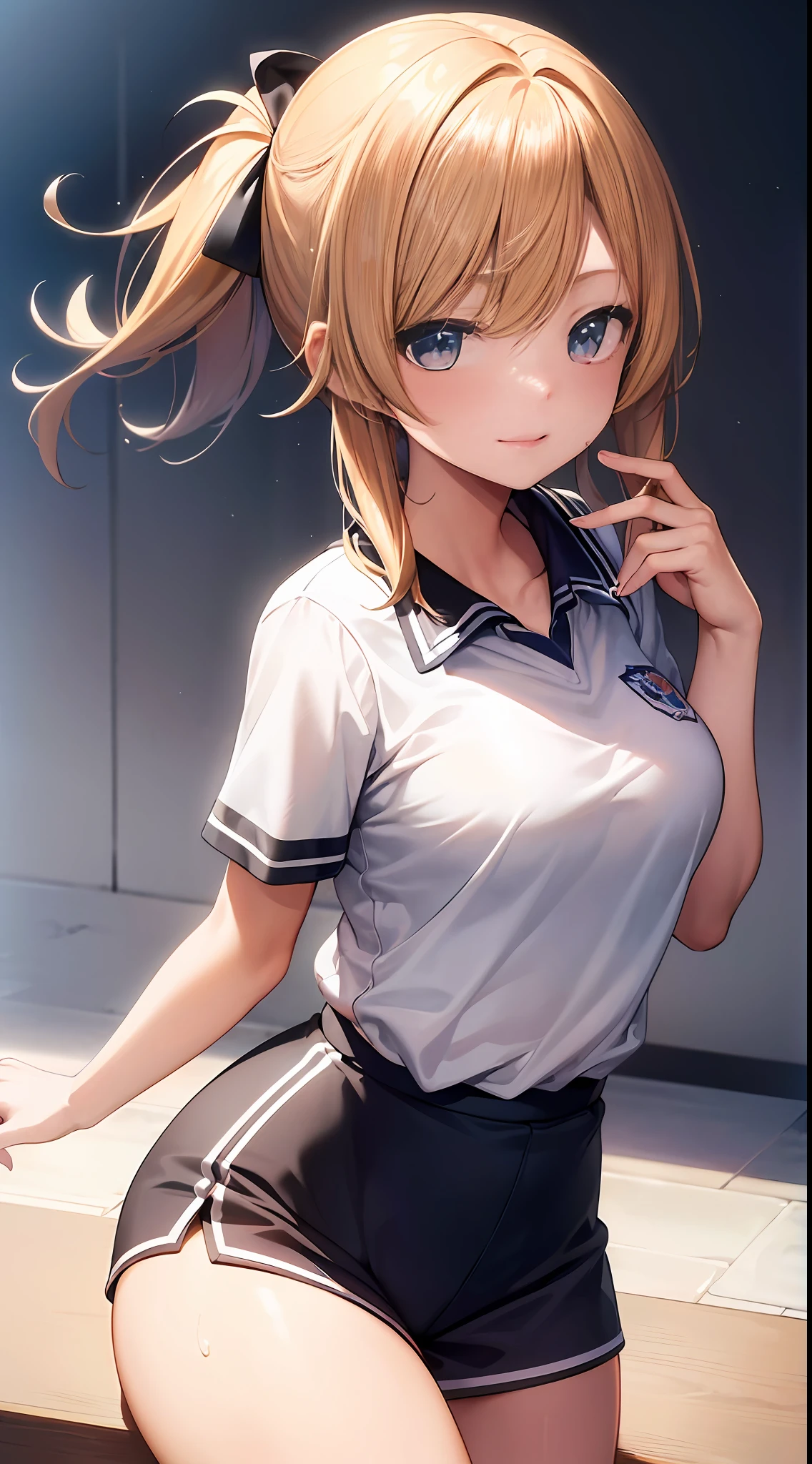 ((Best quality, 8K, Masterpiece: 1.4)),((Amazing detail: 1.3)),((illustration, Hairstyle Casual: 1.2)),((High resolution1.1)), Lively girl，wear basketball uniform，short detailed hair，floated hair，A hearty smile，Sweat on the face，Work up a sweat，and the sun was shining brightly，dynamicposes，Perfect hands，Correct light and shadow，
