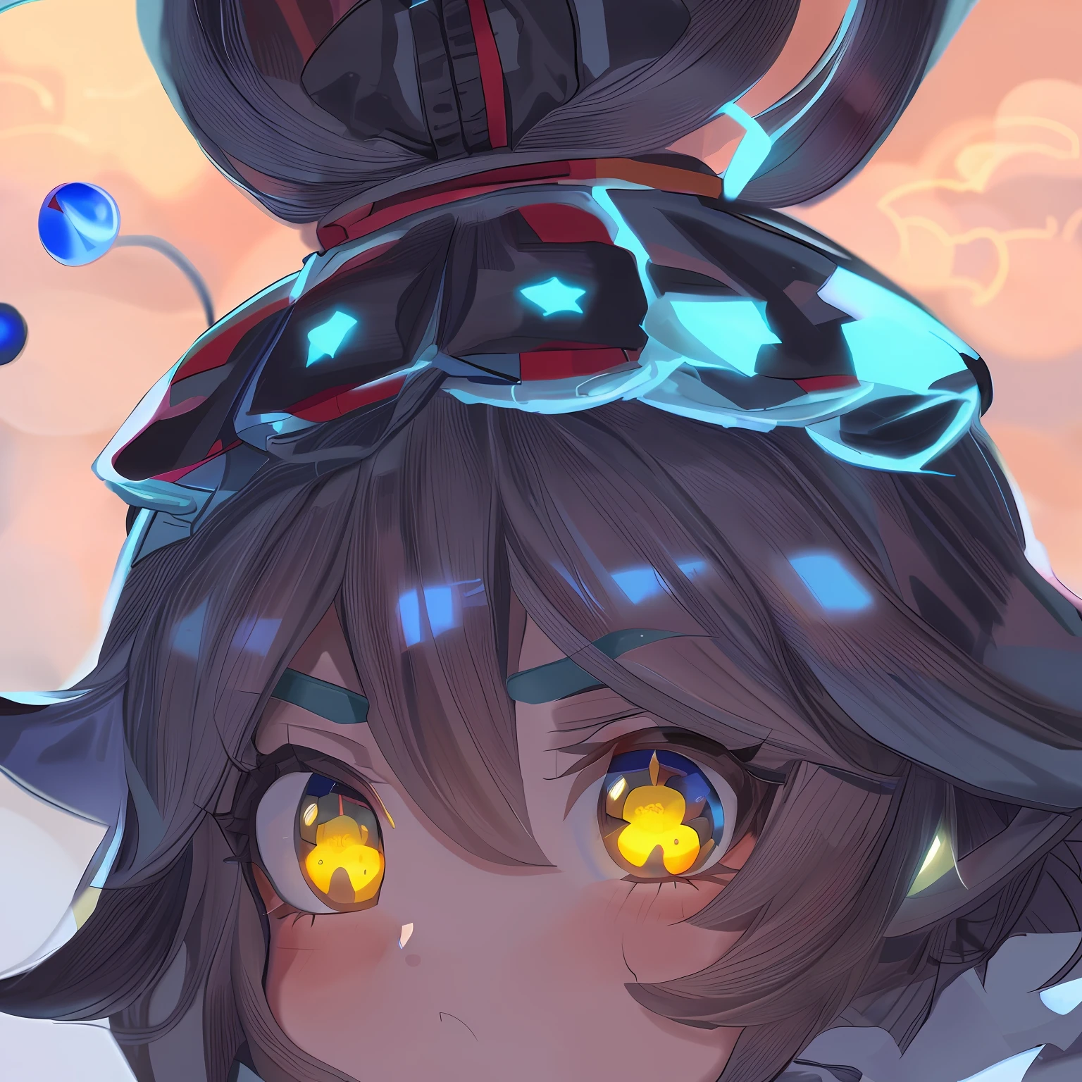Anime girl with a crown on her head, author：Master of Han Chinese, from touhou, Loli, cirno touhou, cirno, zerochan art, by Kamagurka, portrait of princess peach, Game art!!, made with anime painter studio, Touhou, an anime portrait of cirno, by Puru, hero 2 d fanart artsation，All black image，glowing light eyes