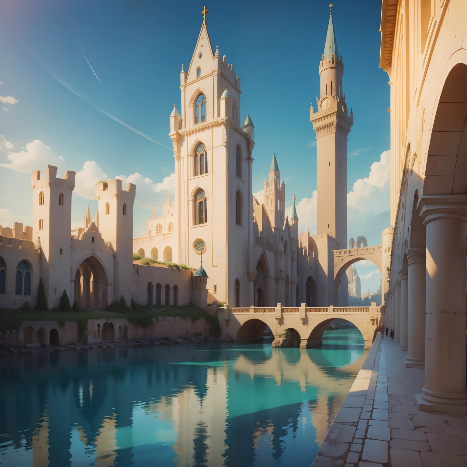 Atlantis, gold, medieval city