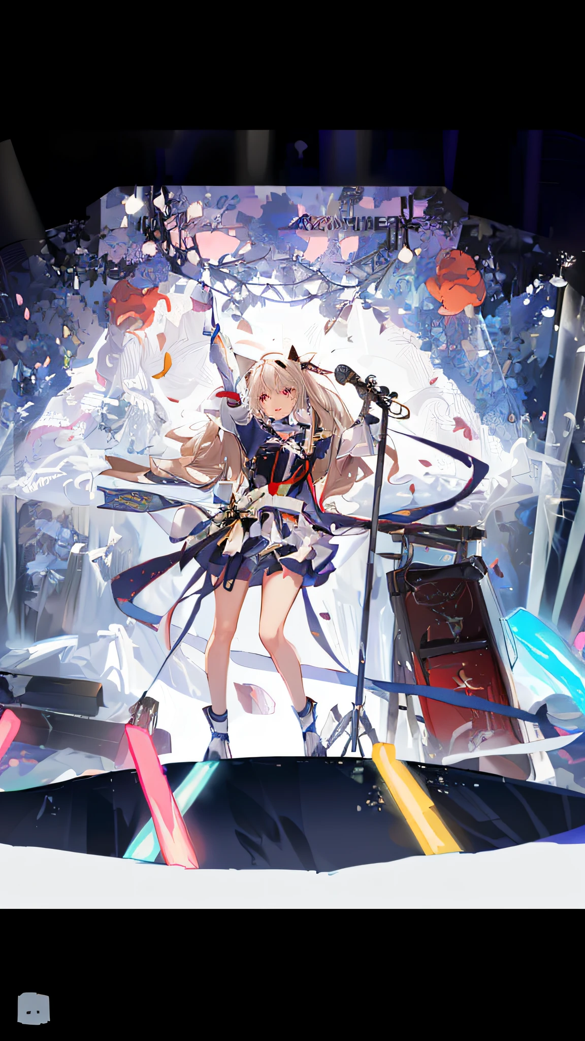 Anime girl standing in front of stage with microphone and microphone, A scene from the《azur lane》videogame, Ayaka Genshin impact, From Arknights, macross delta splash art, high detailed official artwork, azur lane style, Official artwork, ayaka game genshin impact, Splash art anime Loli, Kawasi, 《azur lane》role