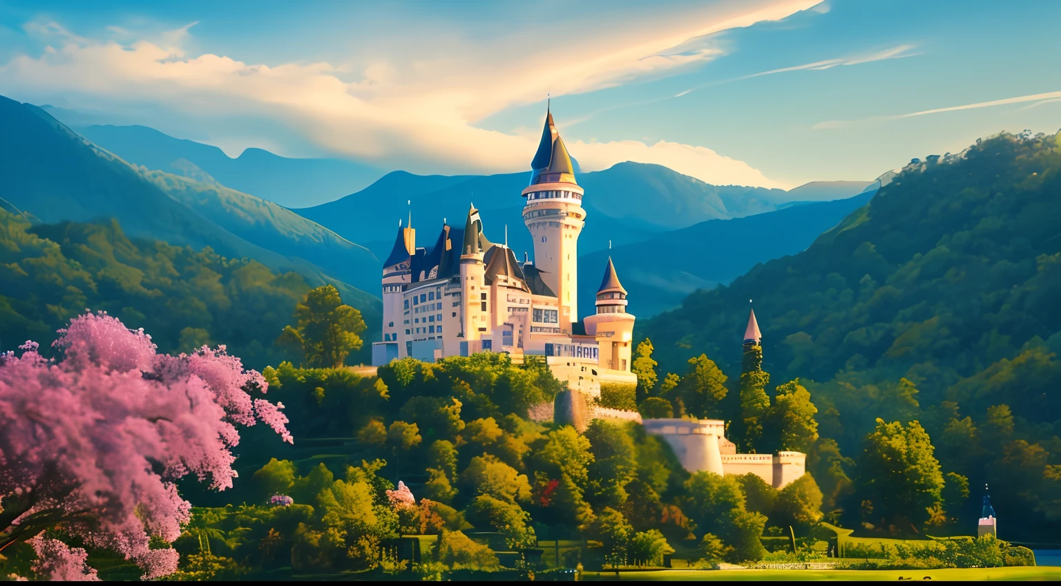 tmasterpiece,Best quality at best,high qulity,the Extremely Detailed CG Unity 8K Wallpapers,scenecy,tmasterpiece,Best quality at best,high qulity,the Extremely Detailed CG Unity 8K Wallpapers,scenecy,exteriors,Skysky,clouds,daysies,No Man,naturey,lakes,European-style castle,award winning photography,Background bokeh,depth of fields,hdr,blooms,color difference,真实感,The is very detailed,Trends on ArtStation,Trends on CGSociety,iintricate,high detal,dramatics,Midjourney Art
