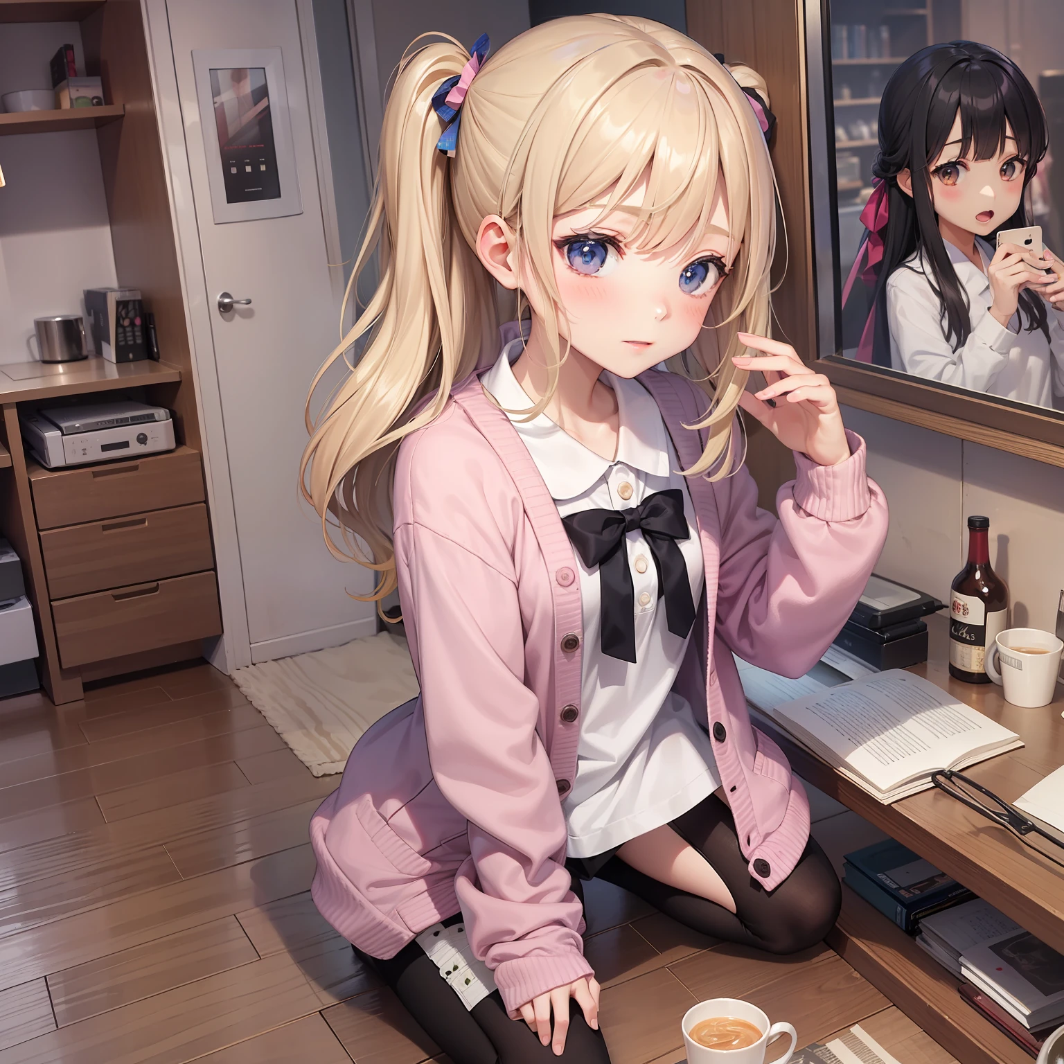 harems　１１Year old girl 　Multiple girls are depicted　校服　blazers　Cardigan　top-quality　​masterpiece　超A high resolution　Huge　Loose socks　pink there　a blond