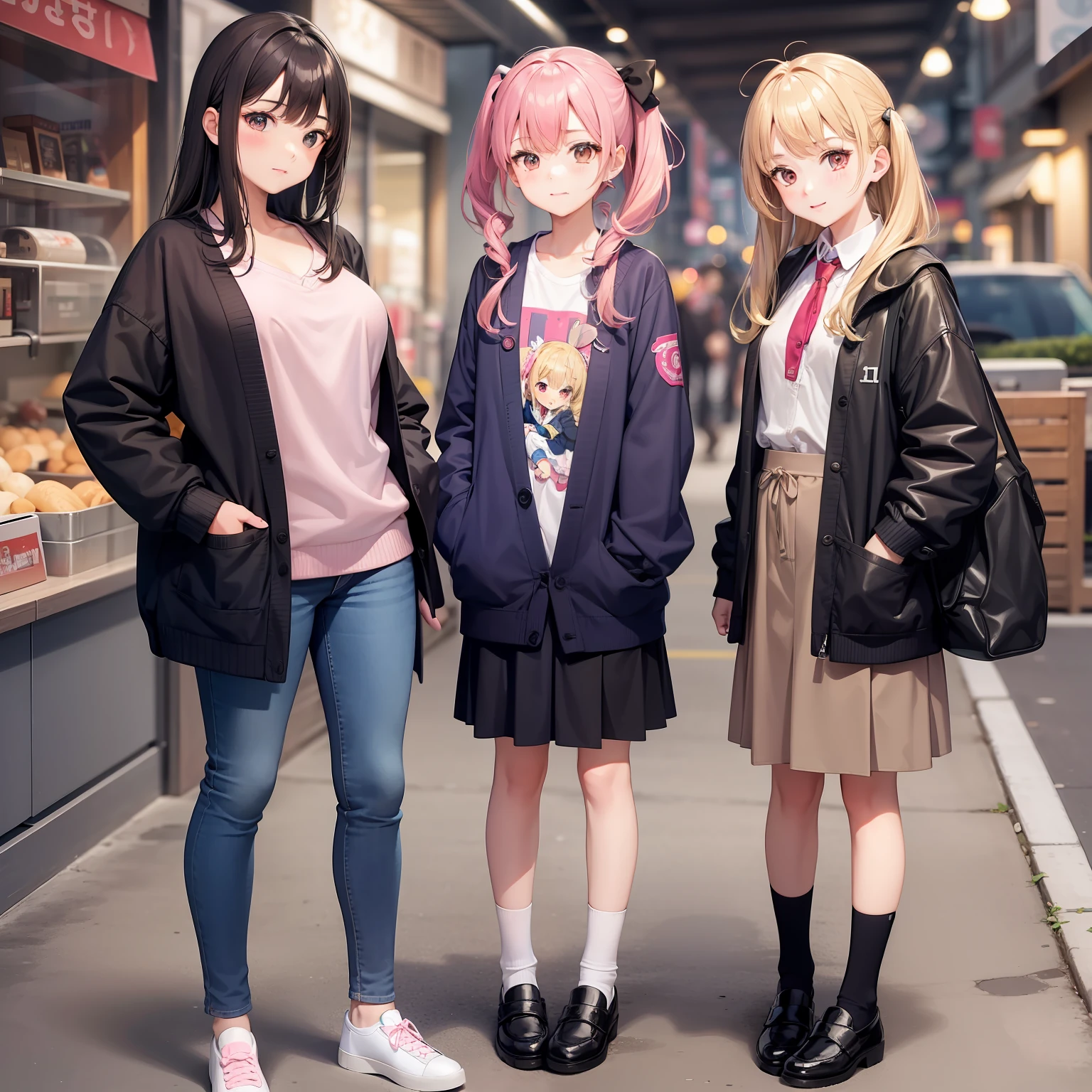 harems 11Year old girl Multiple girls are depicted 校服 blazers Cardigan top-quality masterpiece 超A high resolution Huge Loose socks pink there a blond