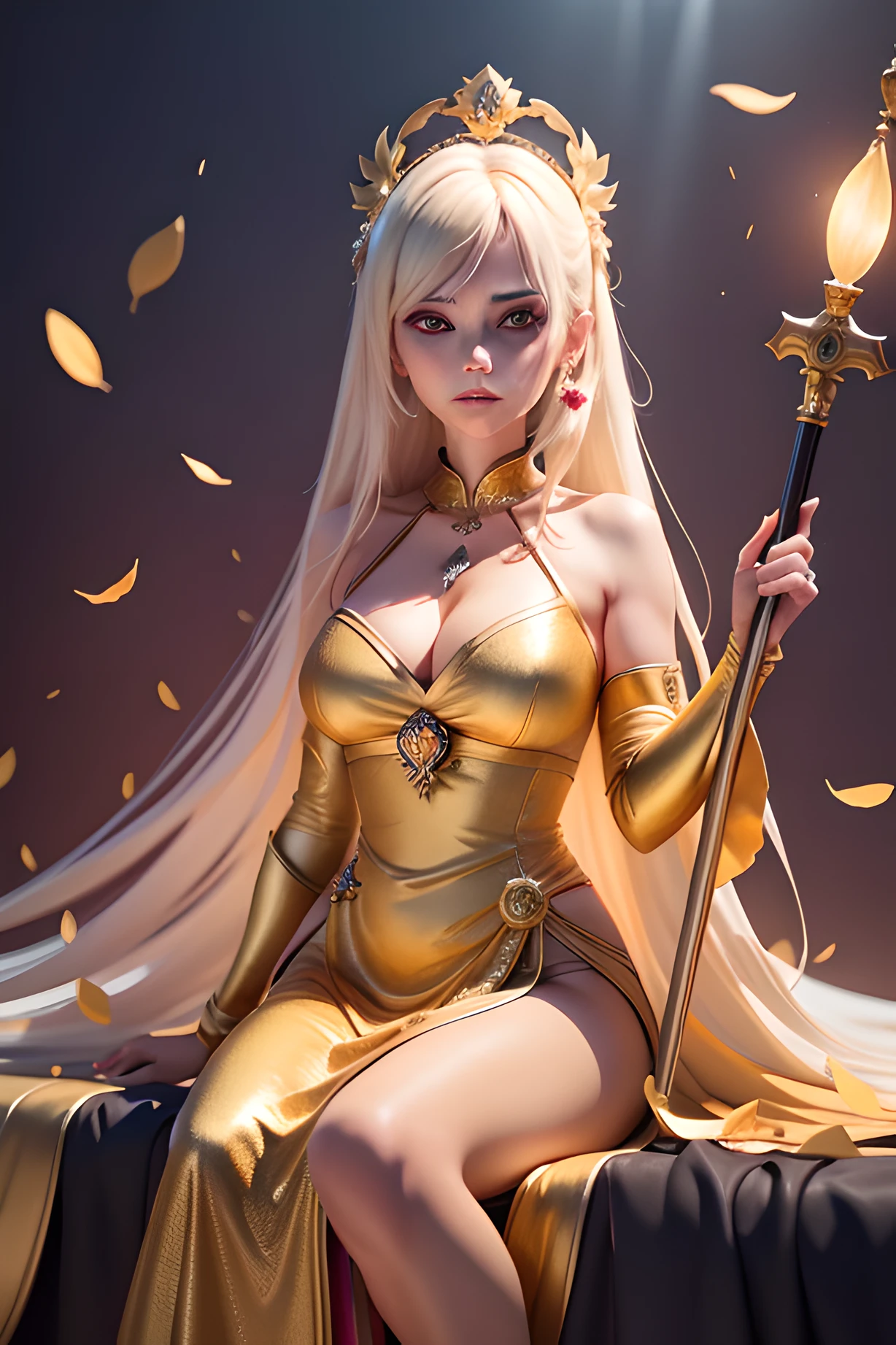 (((Sexy girl,Wearing a gold silk dress,Royal Sword Flight,Petals flying,Colorful colorful,Sit on the imperial sword,Colorful gold overflows,Inside the mysterious royal palace,dramatic lights,Gold photo,In the daytime))),best qualtiy,超A high resolution,(真实感:1.9),A high resolution,A detailed,RAW photogr,Sharp, author:Lee Jeffries Nikon D850 Film Stock Photo 2 Kodaport 400 Camera F1.8 shots: Rich colors, ultra-realistic textures, dramatic lighting, Unreal Engine trends, ArtStation Cinestill 800,, Photorealistic, photore, tmasterpiece, Realistic, Realism, Photorealism, High contrast, Realistic digital art trends on Artstation 8k HD HD